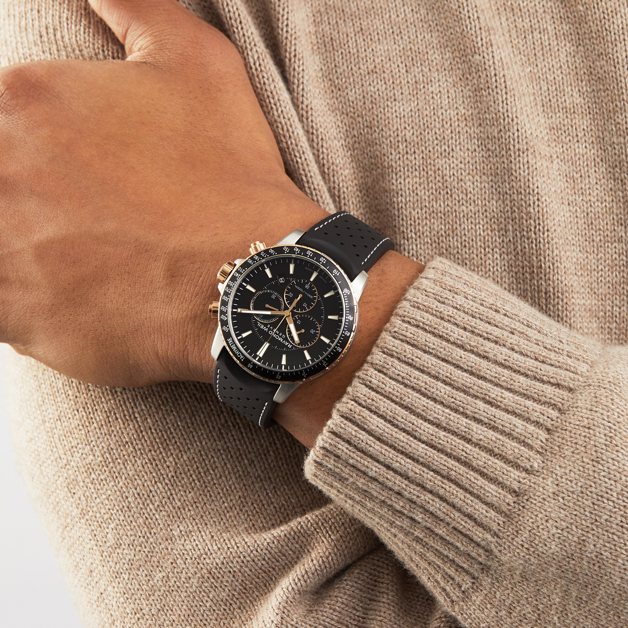 Raymond Weil Tango 8570-RS1-20001 | Black Dial | 43mm Steel & Rose Gold - Image 4