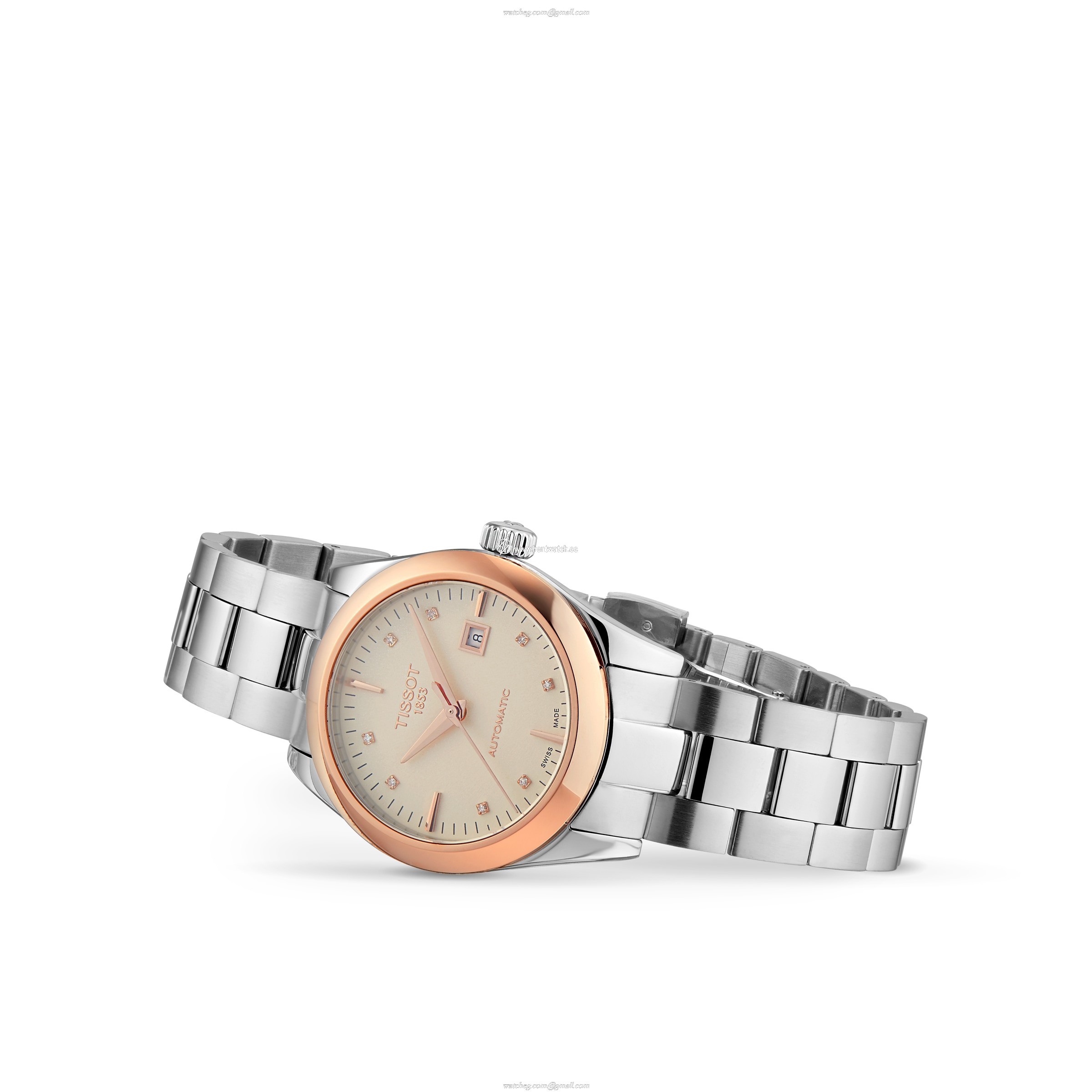 Tissot T-My Lady Automatic Watch - 29mm Silver Dial - Stainless Steel & Gold - Image 2