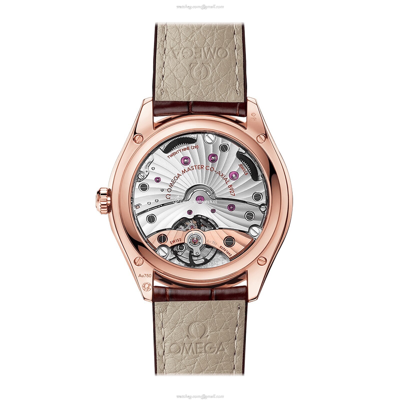 Omega De Ville 40mm Automatic - 18ct Rose Gold Red Dial Replica Watch - Image 2