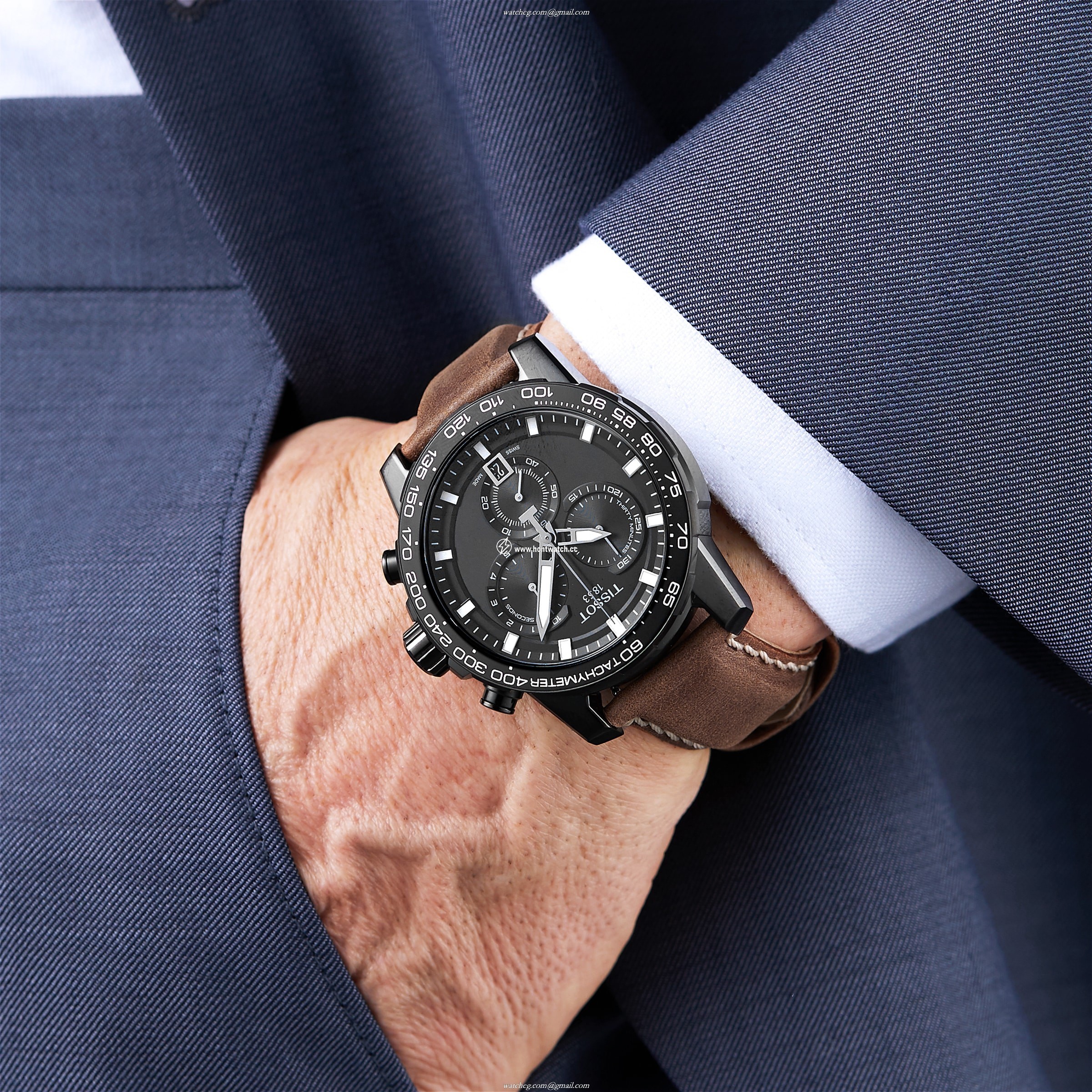 Tissot T-Sport Chrono - 45.5mm Black PVD Case - Quartz Watch - 100m Water Resistant - Image 2