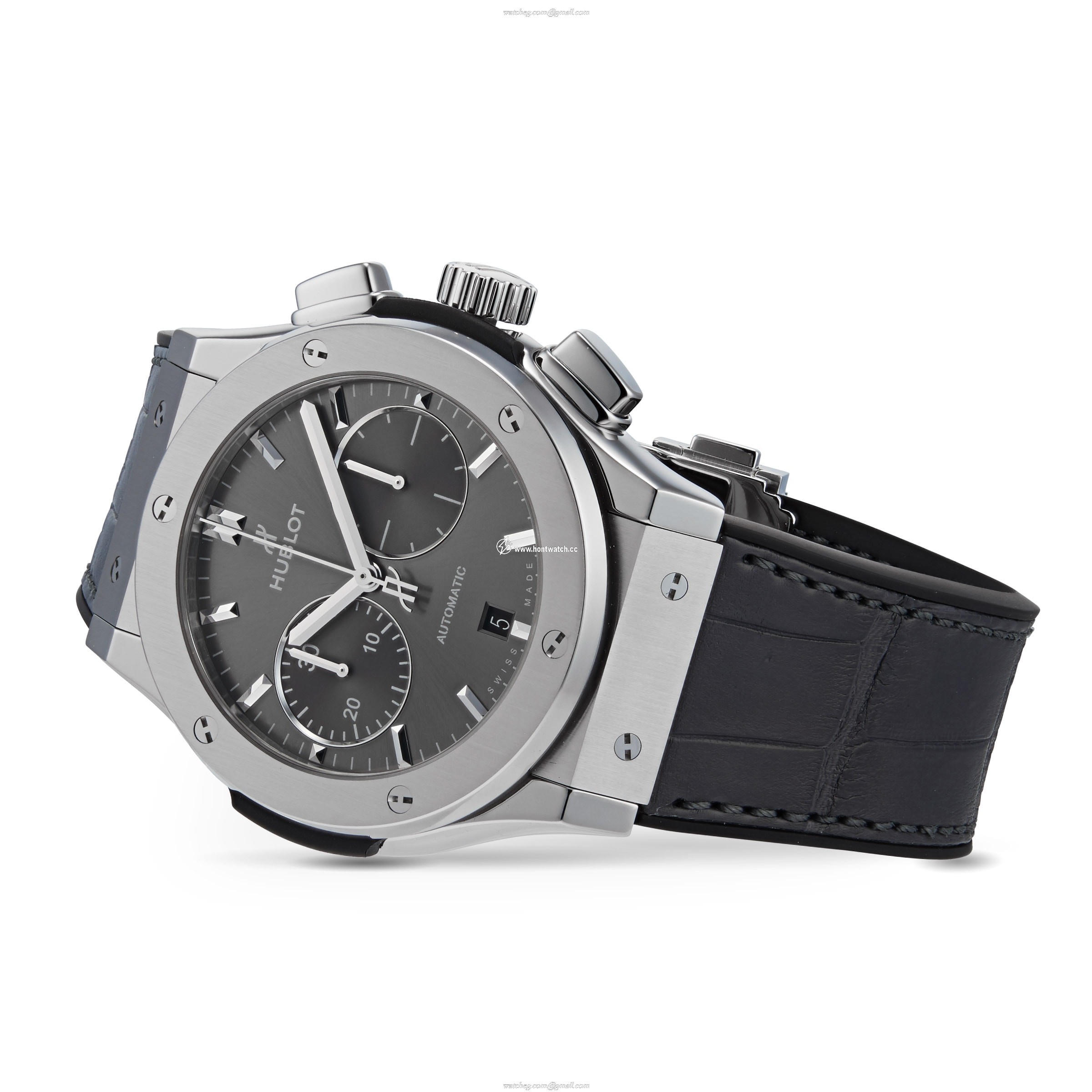 Hublot Titanium Automatic Grey Watch - 45mm Case | Alligator Strap - Image 2