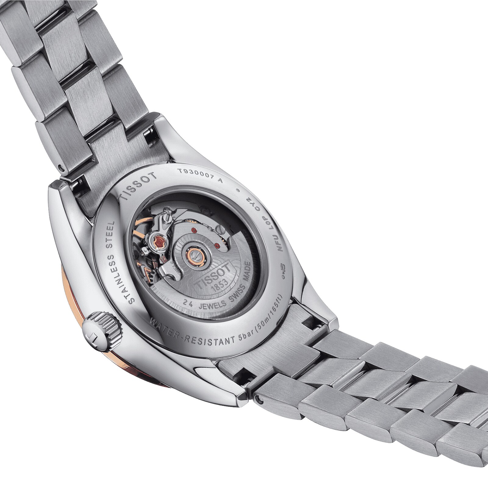 Tissot T-Gold Automatic Watch - 29mm Blue Dial - Stainless Steel & Rose Gold - Image 4