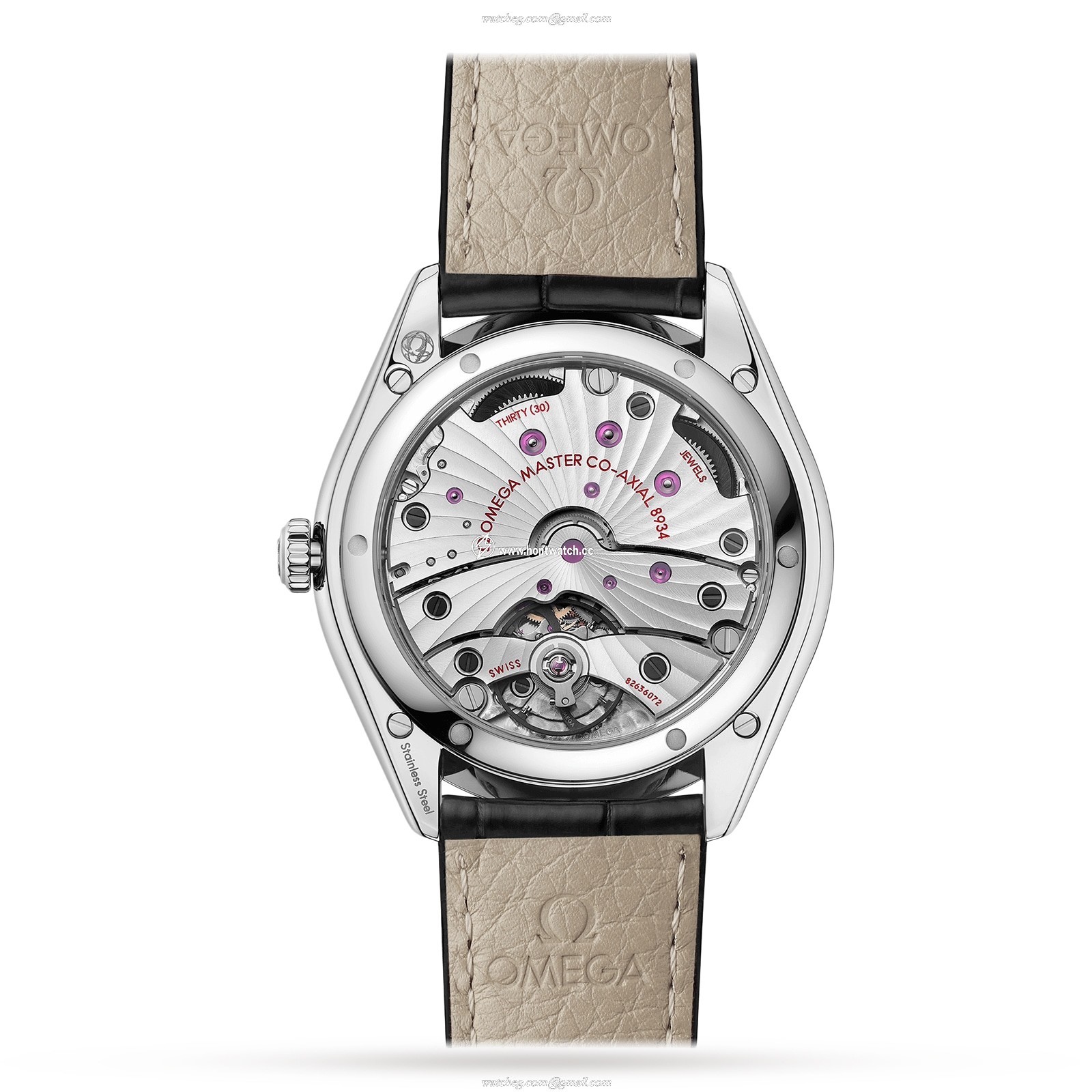 Omega Tresor Stainless Steel Black Replica Watch | 40mm | Alligator Strap - Image 2