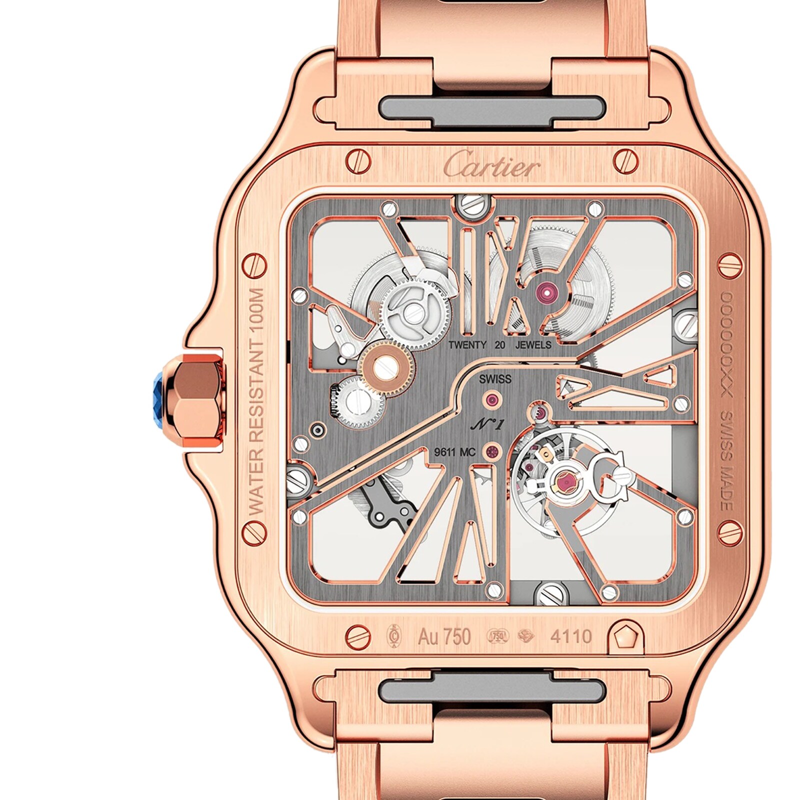 Cartier Santos de Cartier WHSA0016 | 40mm Rose Gold Skeleton Manual Watch - Image 3
