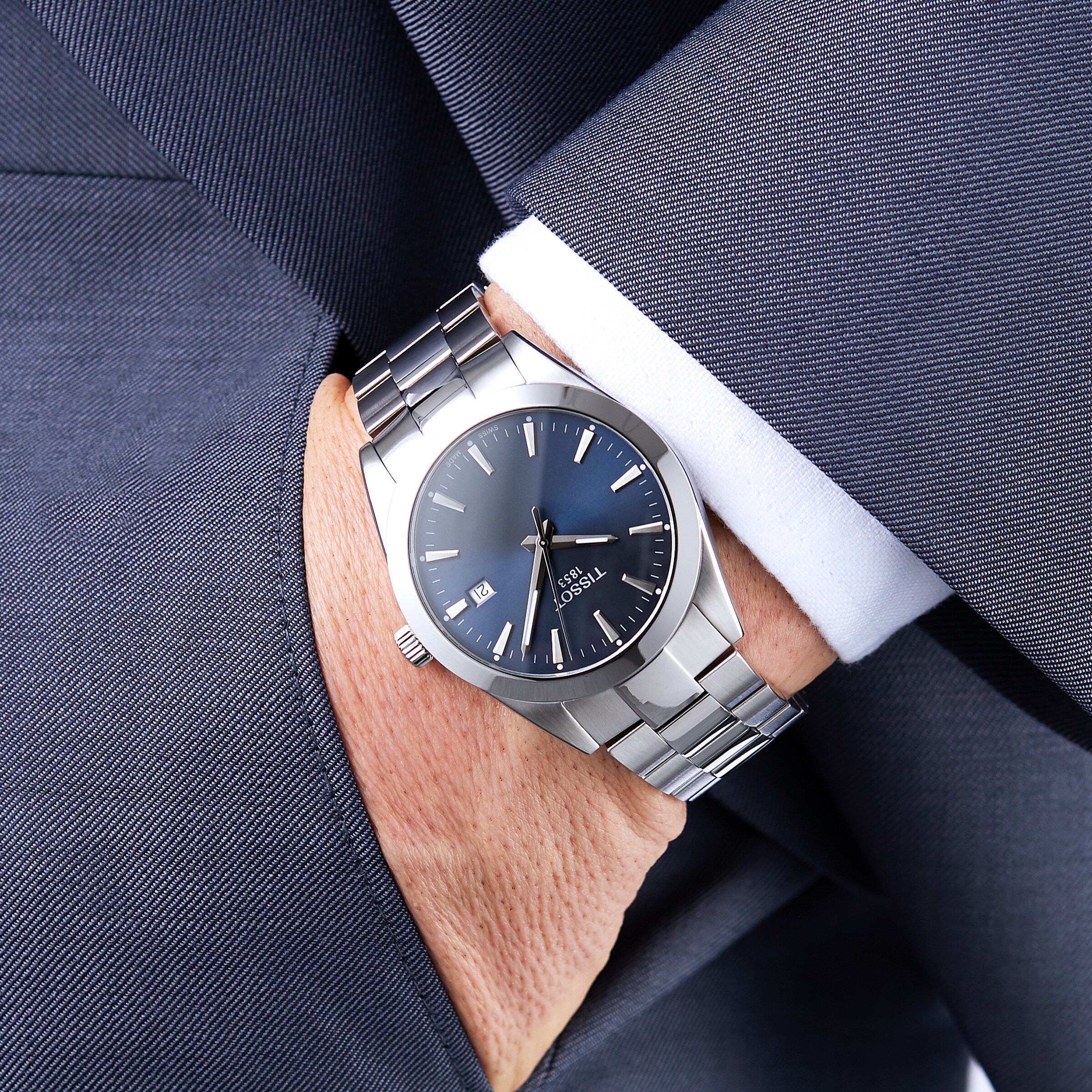 Tissot T-Classic Gentleman Quartz Watch - 40mm Blue Dial - Stainless Steel - Image 4