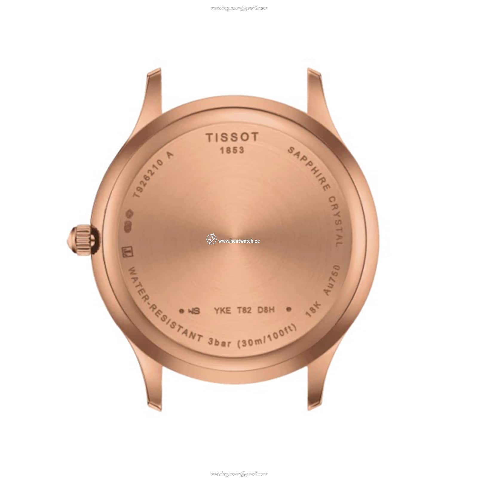 Tissot T-Gold 32mm 18ct Rose Gold Quartz Watch - Blue Dial & Calfskin Strap - Image 2