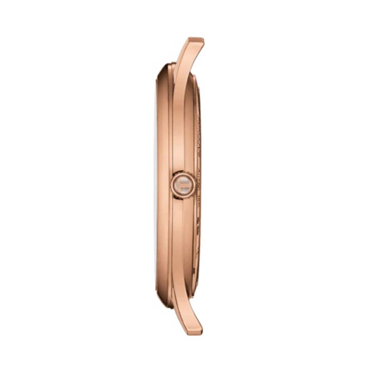 Tissot T-Gold 32mm 18ct Rose Gold Quartz Watch - Blue Dial & Calfskin Strap - Image 4
