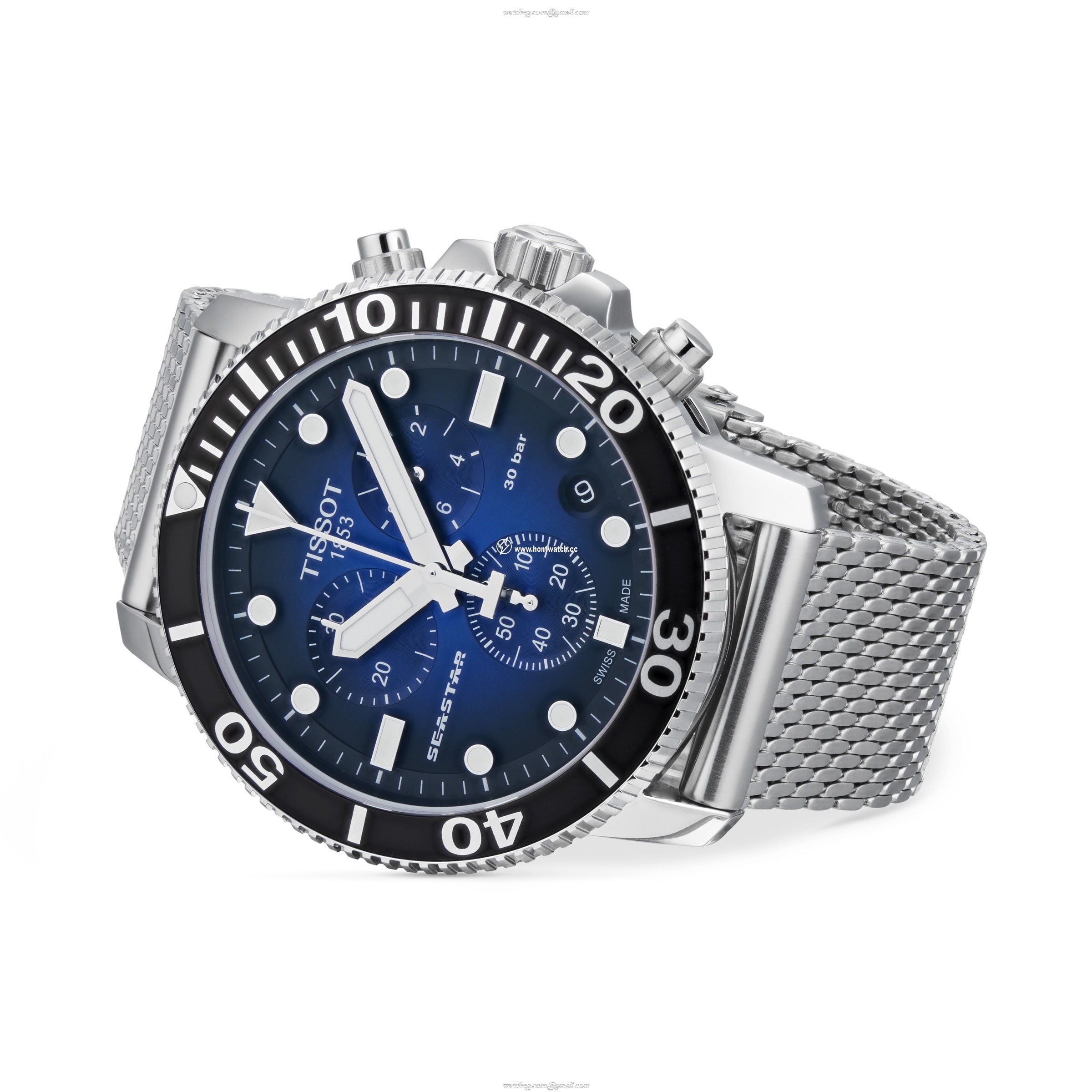 Tissot Seastar Quartz Watch - Blue Dial - Stainless Steel - 44.5mm - Image 2