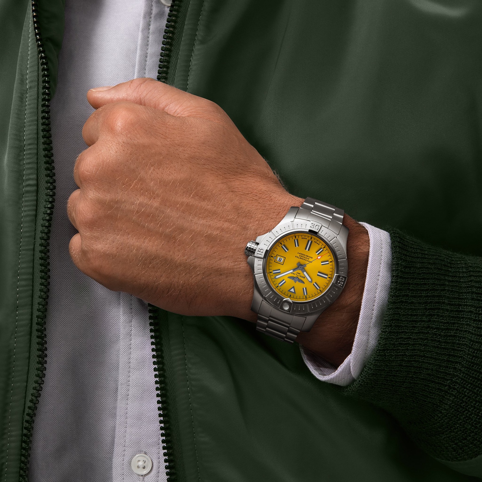 Breitling Avenger Automatic 45mm | Yellow Dial | Stainless Steel Replica - Image 4