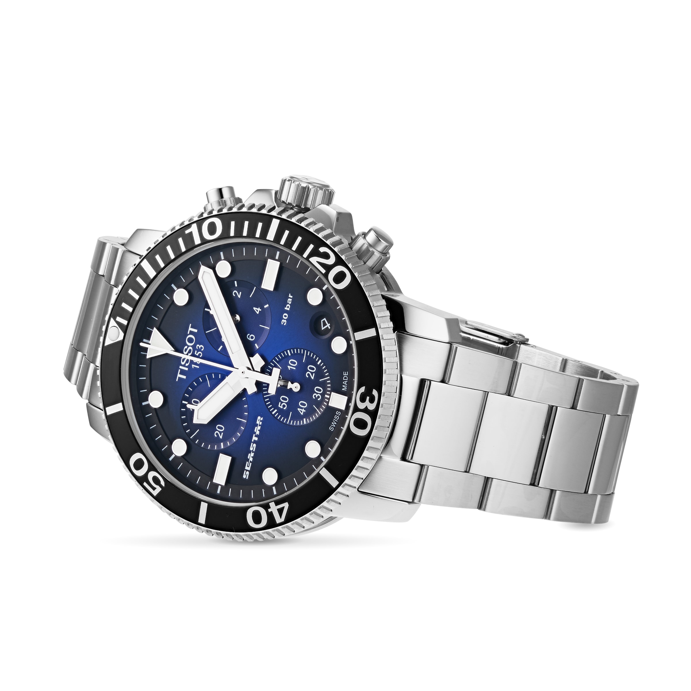 Tissot Seastar Quartz Watch - Blue Dial - 45.5mm Stainless Steel - 300M - Image 3