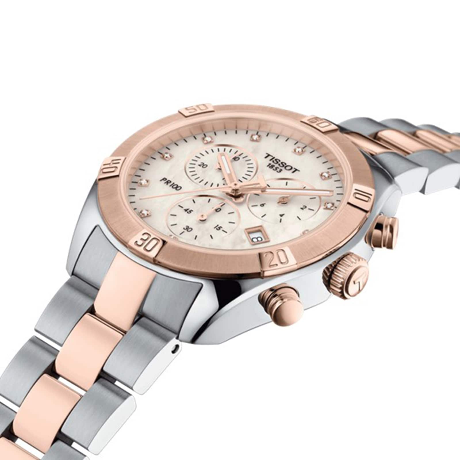 Tissot T-Classic PR 100 | 38mm Mother of Pearl Dial | Diamond Markers & Rose Gold - Image 3