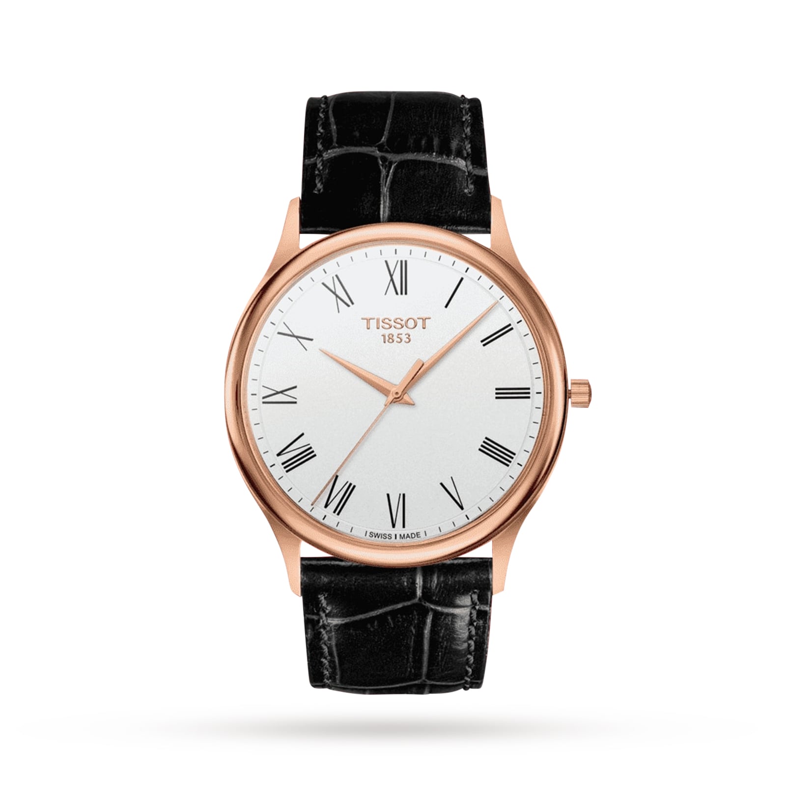 Tissot T-Gold 40mm 18ct Rose Gold Quartz Watch - Silver Dial Roman Numerals - Image 4