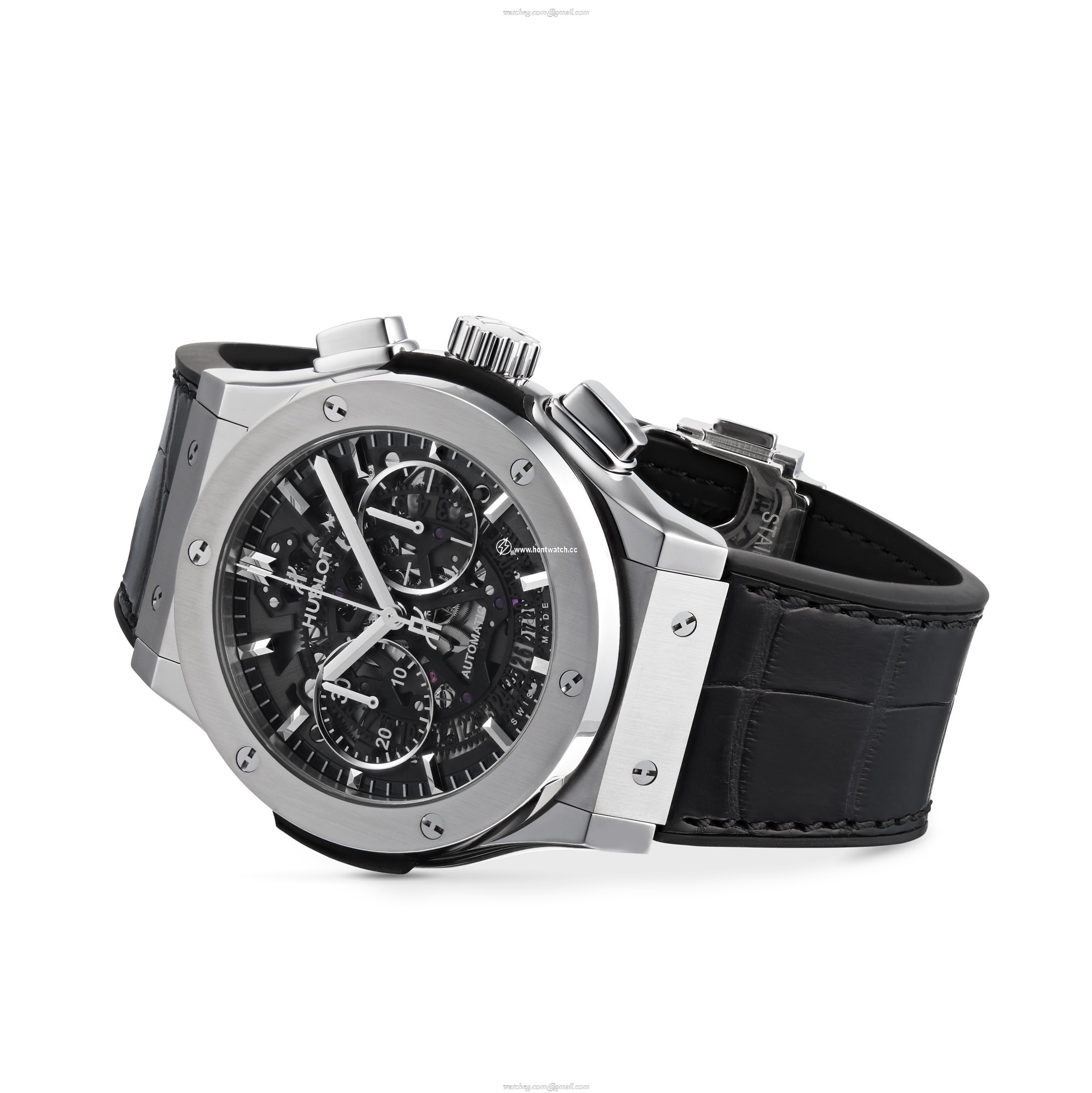 Hublot Titanium Automatic Skeleton Watch - 45mm Case | Leather Strap - Image 2