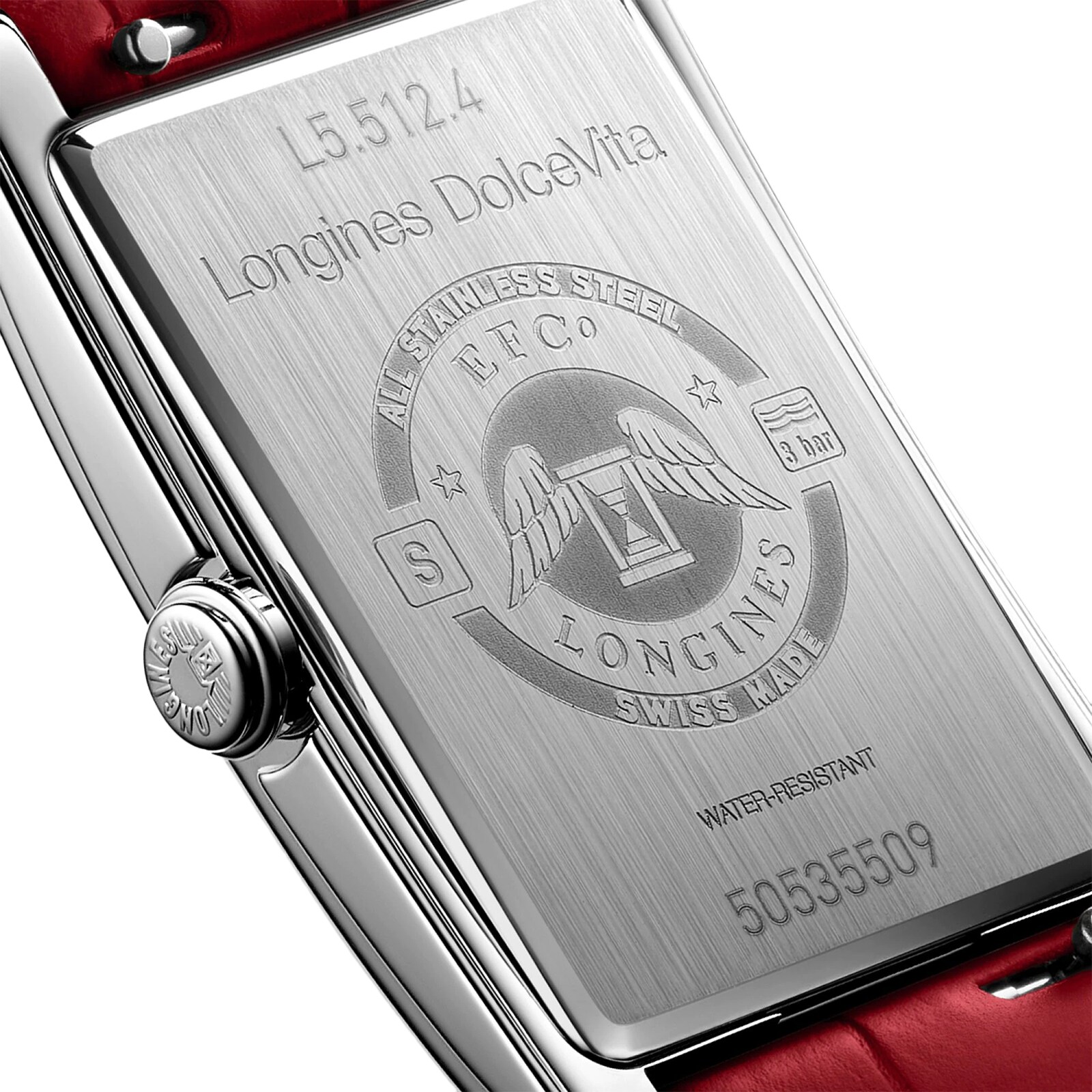 Longines Dolce Vita L55124912 | 37mm Stainless Steel | Red Dial Quartz Watch - Image 3