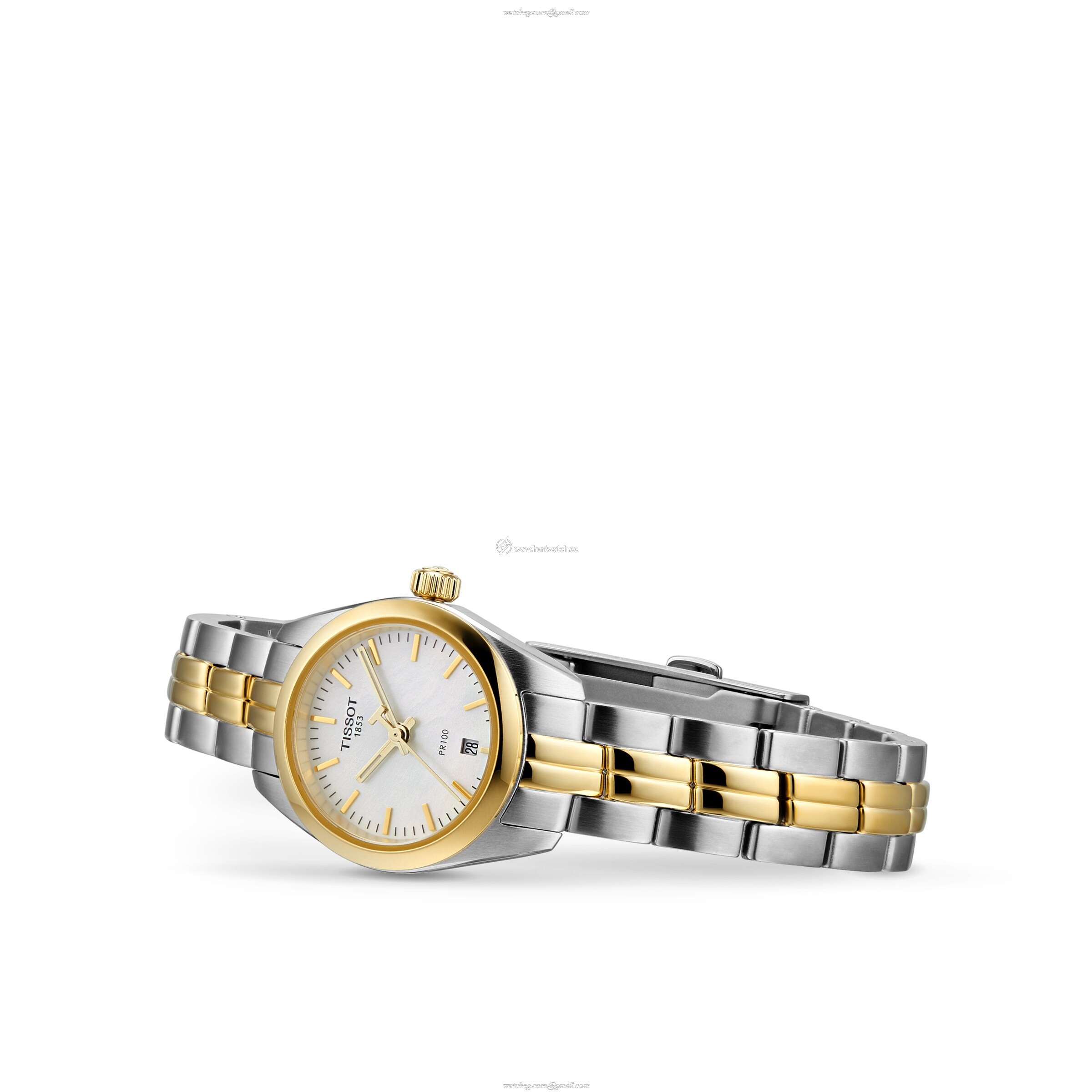 Tissot T-Classic Quartz Watch for Women - 25mm Stainless Steel & Gold - Mother of Pearl Dial - Image 2