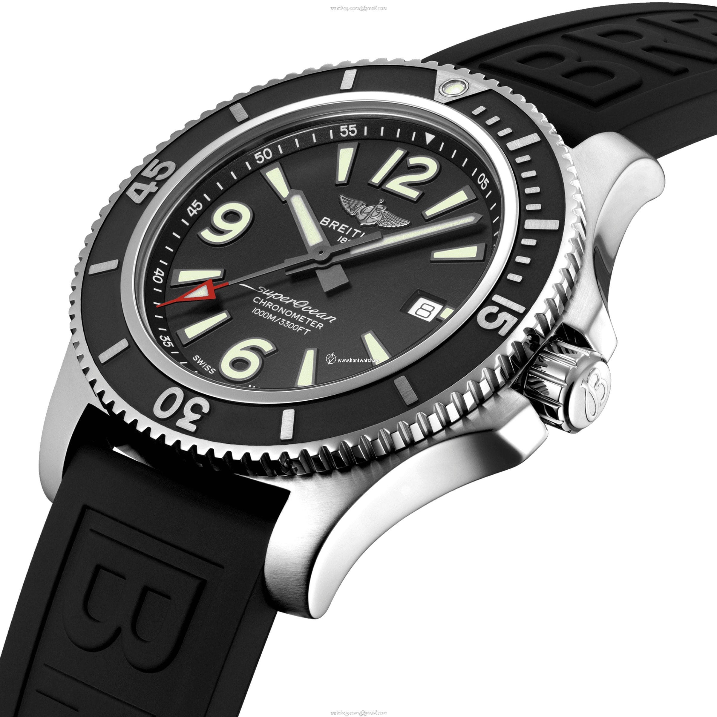 Breitling Superocean Automatic 44mm Black Dial - Stainless Steel Rubber Strap - Image 2