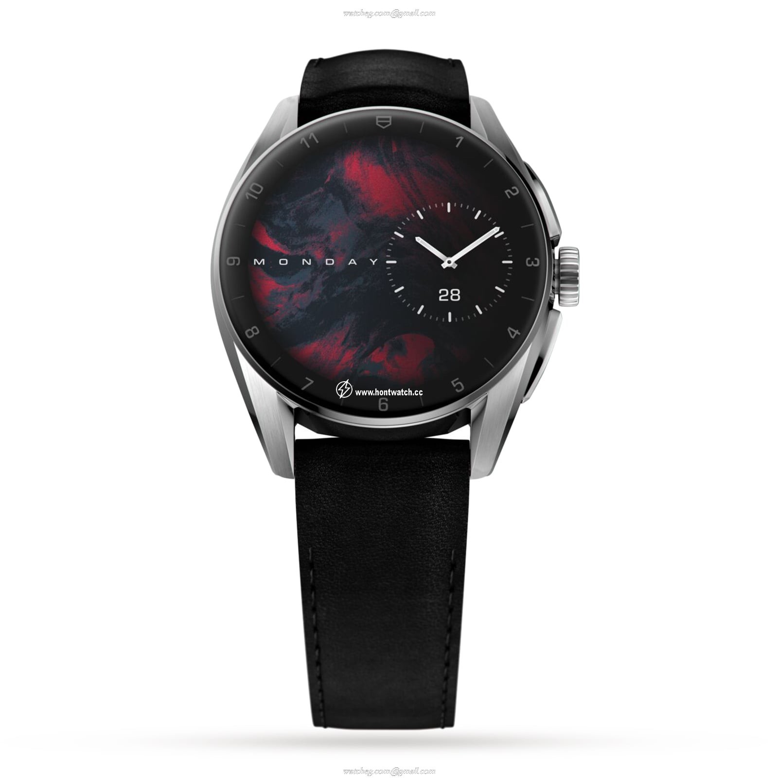 TAG Heuer Connected Smartwatch - 42mm Stainless Steel - Black Dial & Leather Strap - Image 2