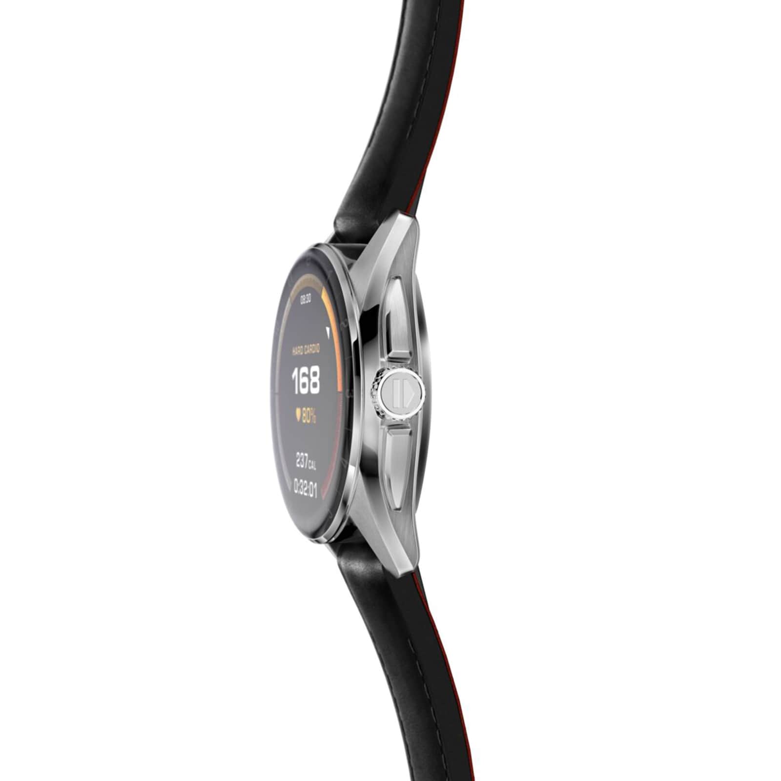 TAG Heuer Connected Smartwatch - 42mm Stainless Steel - Black Dial & Leather Strap - Image 3