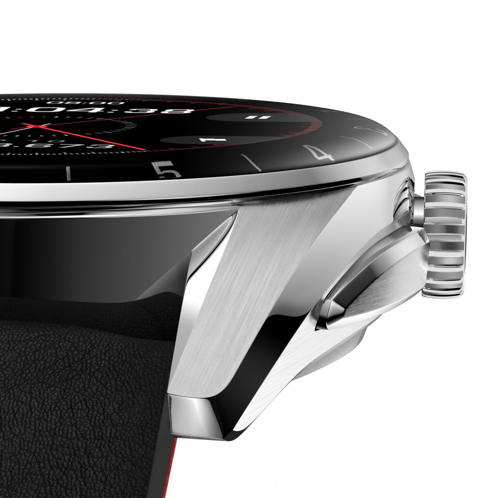 TAG Heuer Connected Smartwatch - 42mm Stainless Steel - Black Dial & Leather Strap - Image 4