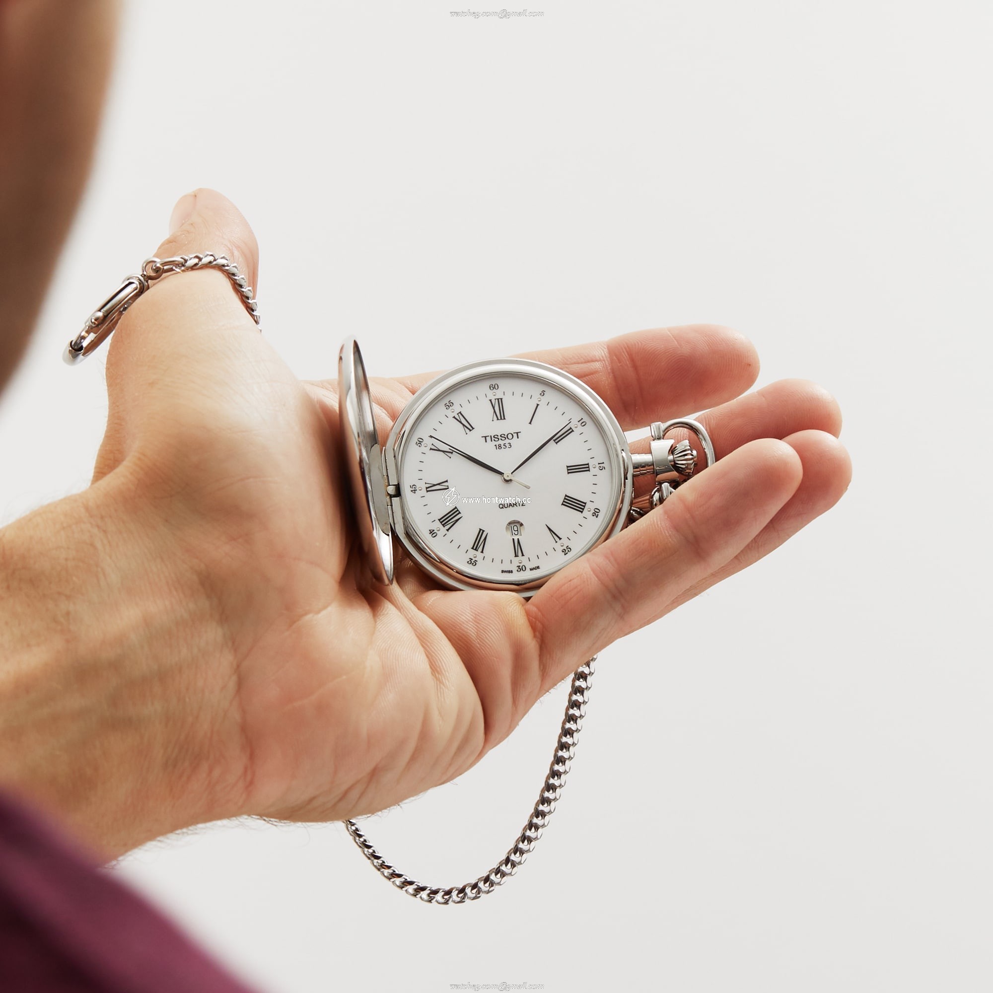 Tissot T-Savonnette T83655313 | Stainless Steel Quartz Pocket Watch | White Dial - Image 2