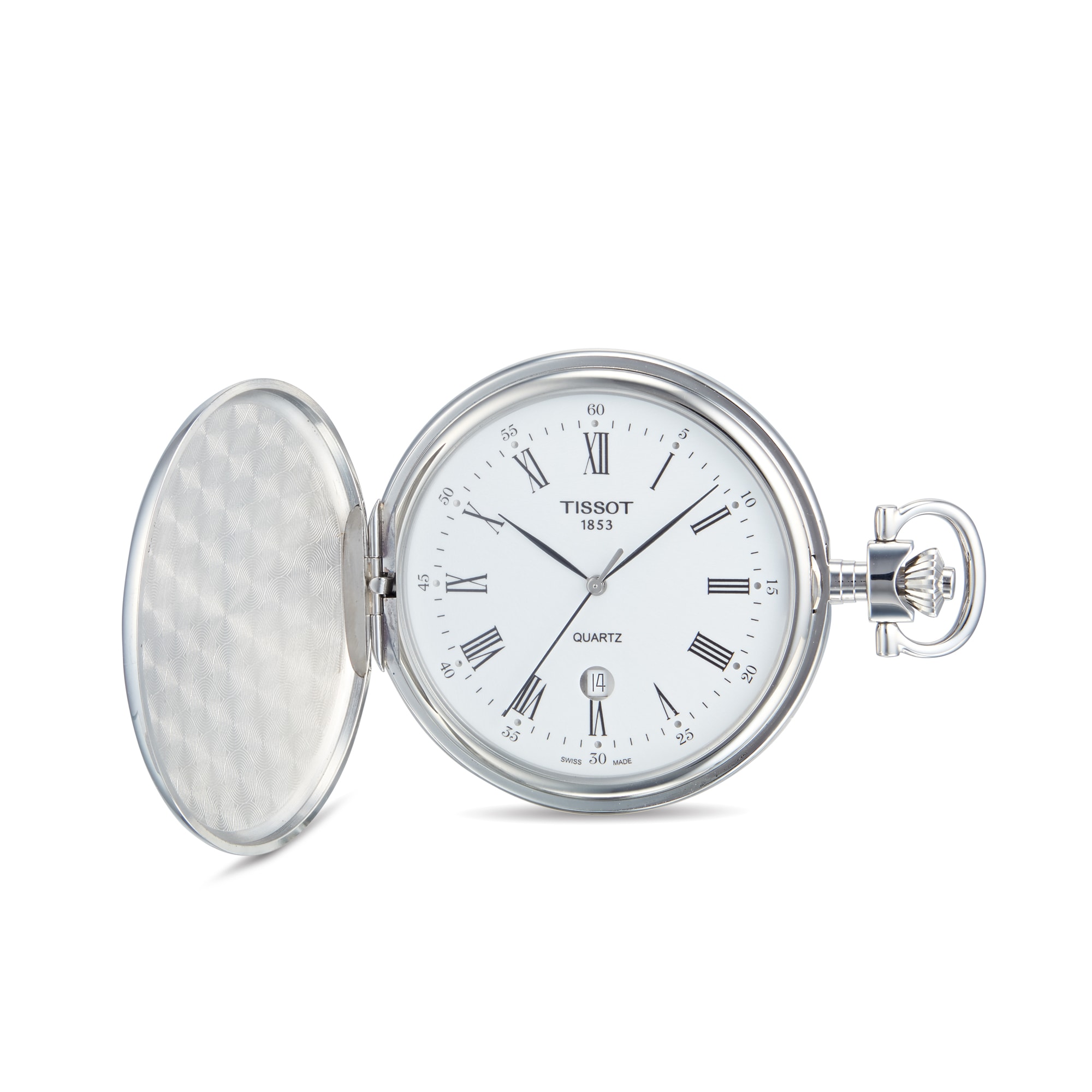 Tissot T-Savonnette T83655313 | Stainless Steel Quartz Pocket Watch | White Dial - Image 3