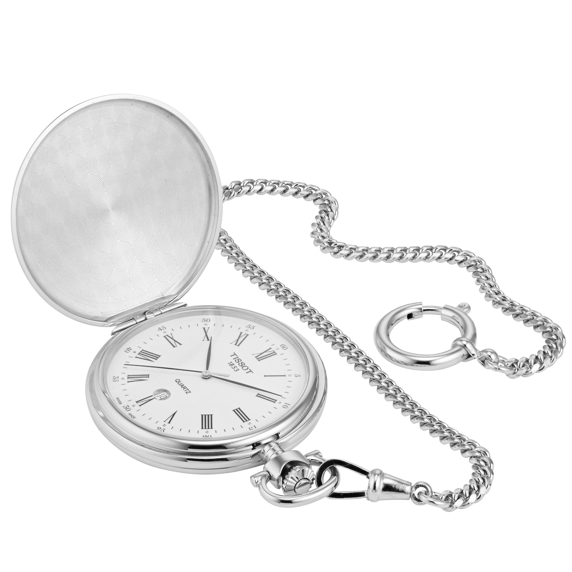 Tissot T-Savonnette T83655313 | Stainless Steel Quartz Pocket Watch | White Dial - Image 4
