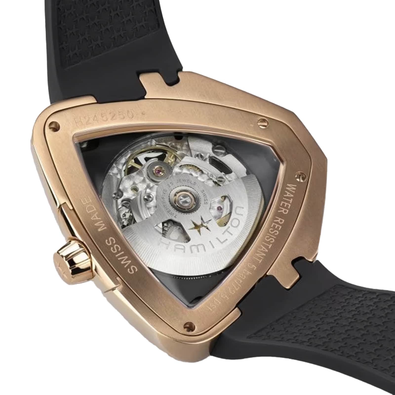 Hamilton Ventura H24525332 Automatic Watch - 42mm Black Dial - Stainless Steel & Rose Gold - Image 4