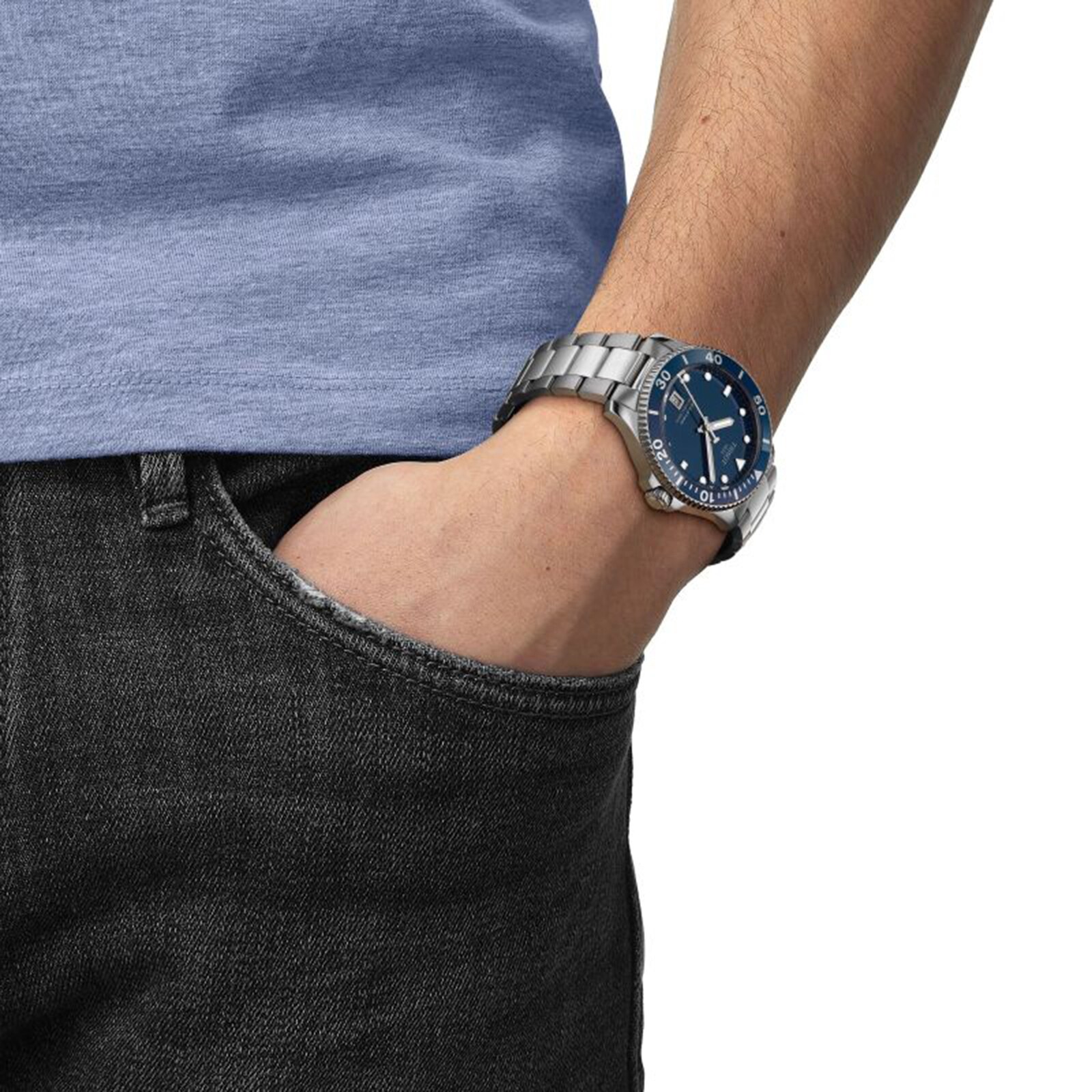 Tissot T-Sport Seastar 40mm Blue Dial Quartz Watch - Stainless Steel - Image 4