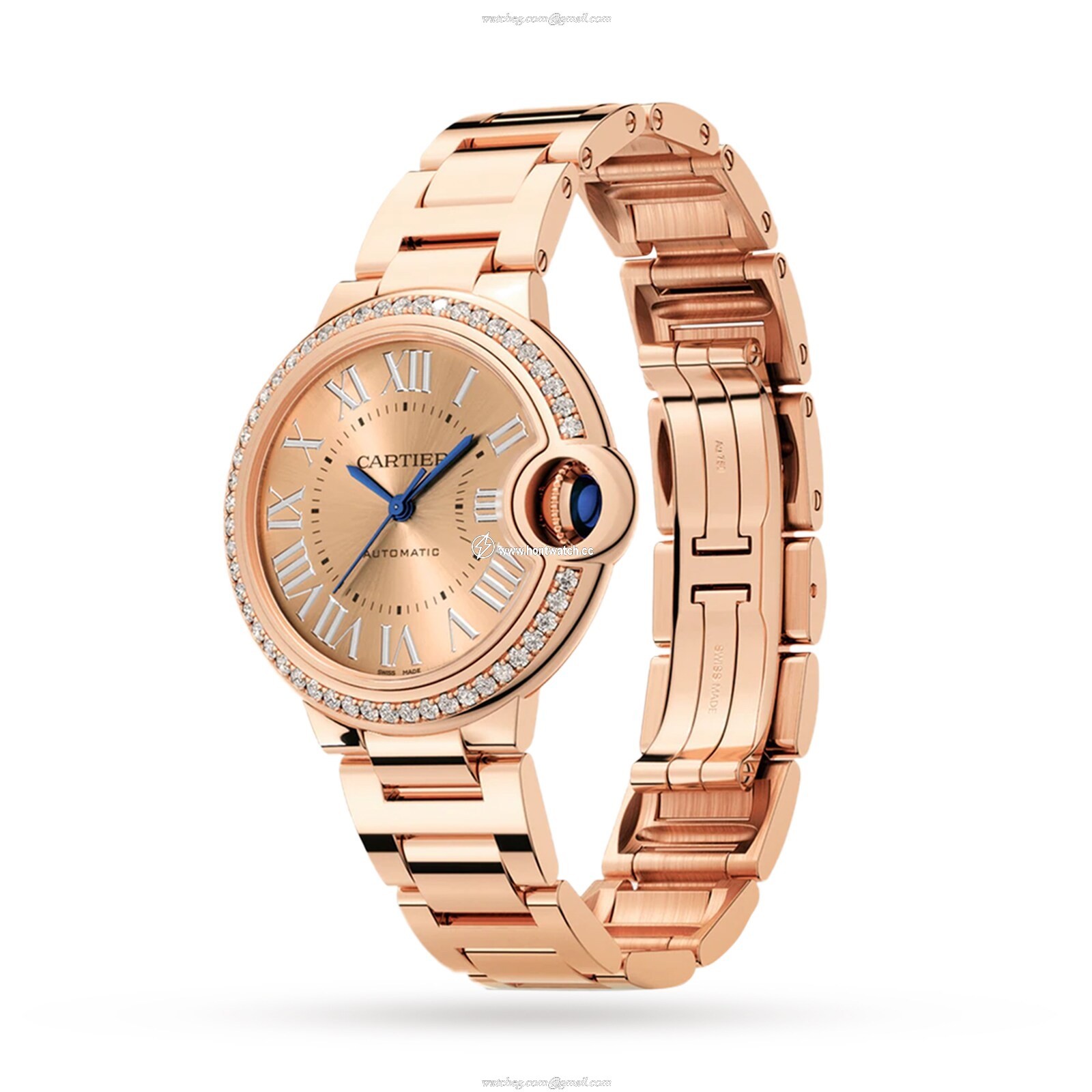 Cartier Ballon Bleu 33mm Rose Gold Automatic Watch | Roman Numerals - Image 2