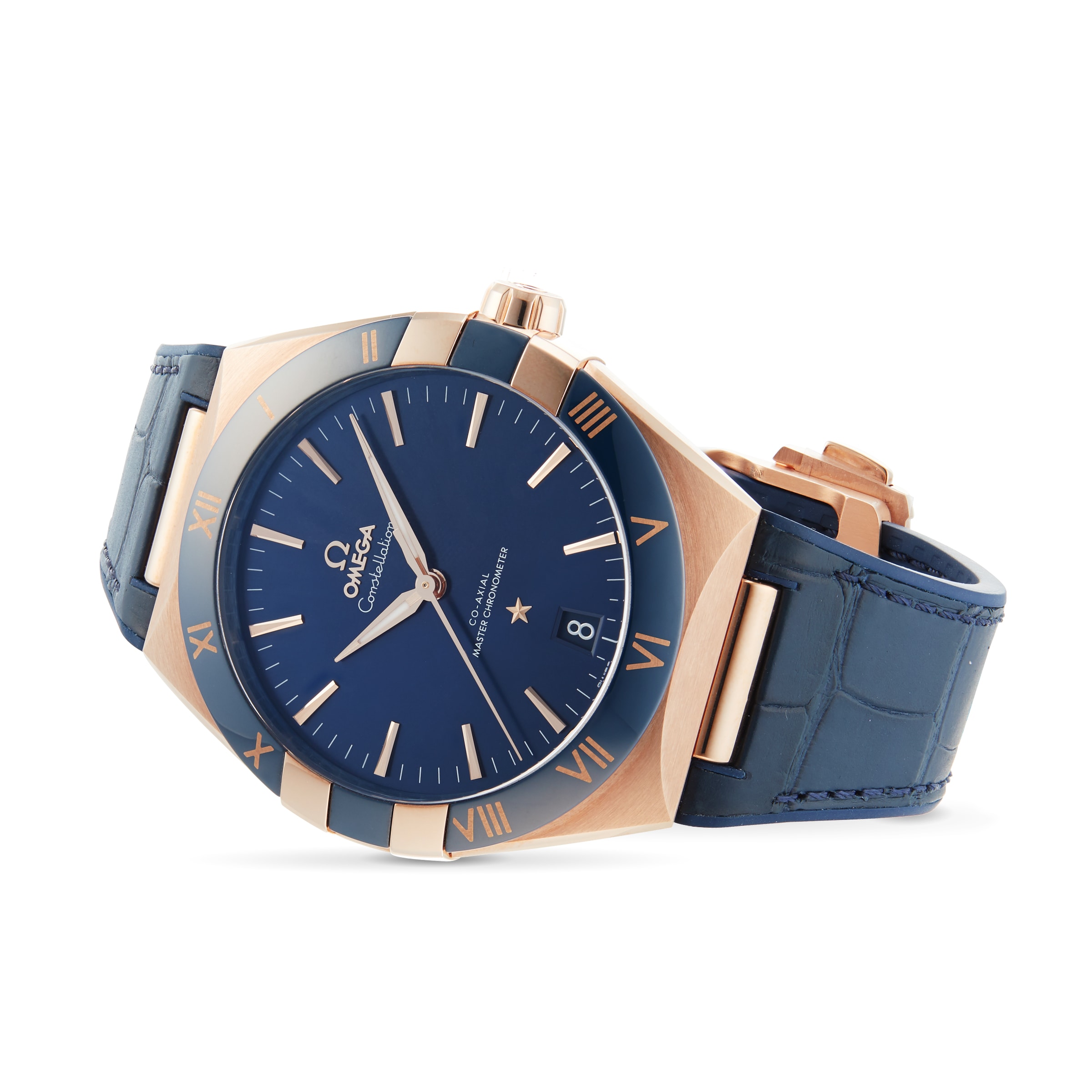 Omega Constellation 41mm 18ct Rose Gold Automatic Blue Watch | Replica - Image 4