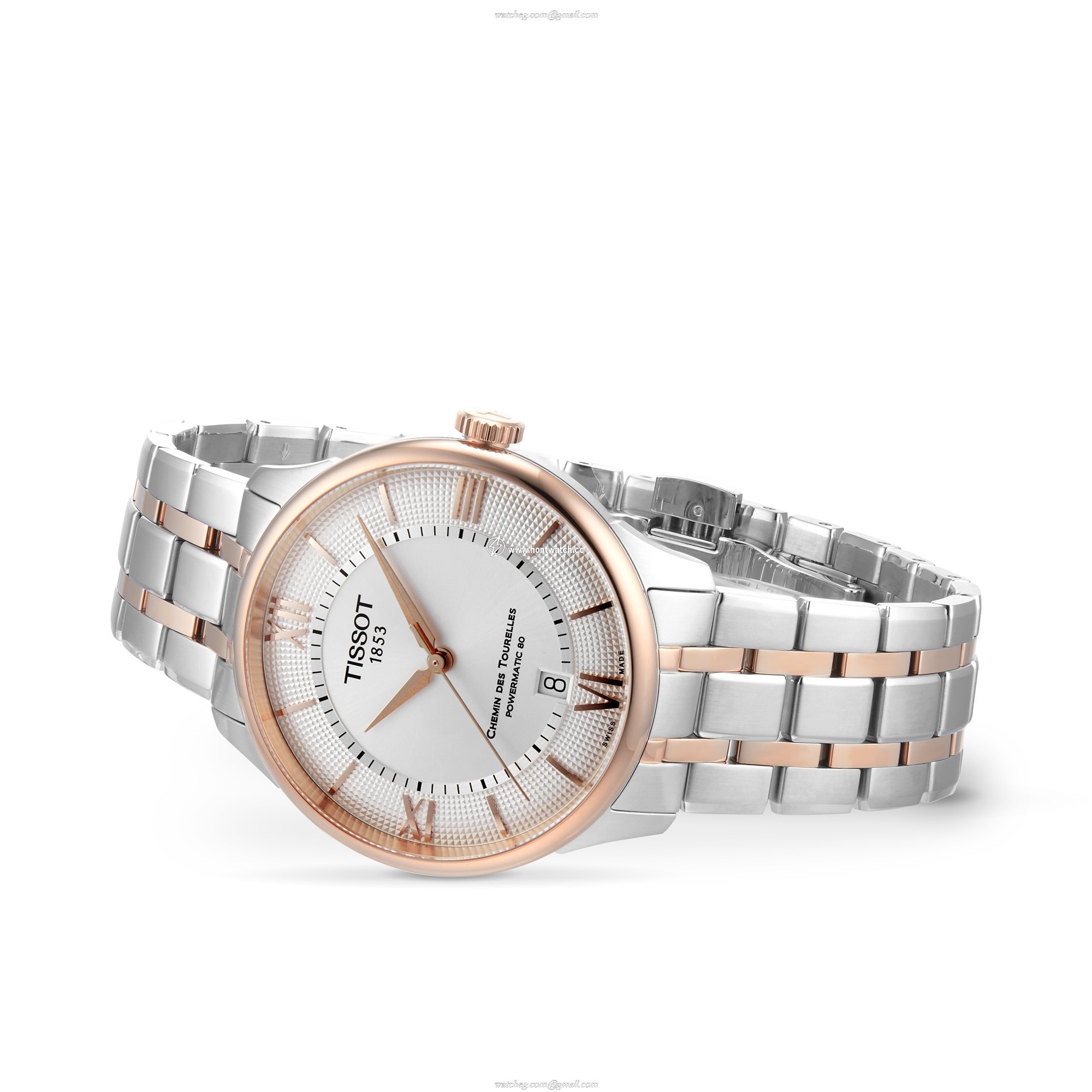Tissot T-Classic Automatic Watch - 39mm Silver Dial - Stainless Steel & Rose Gold - Image 2