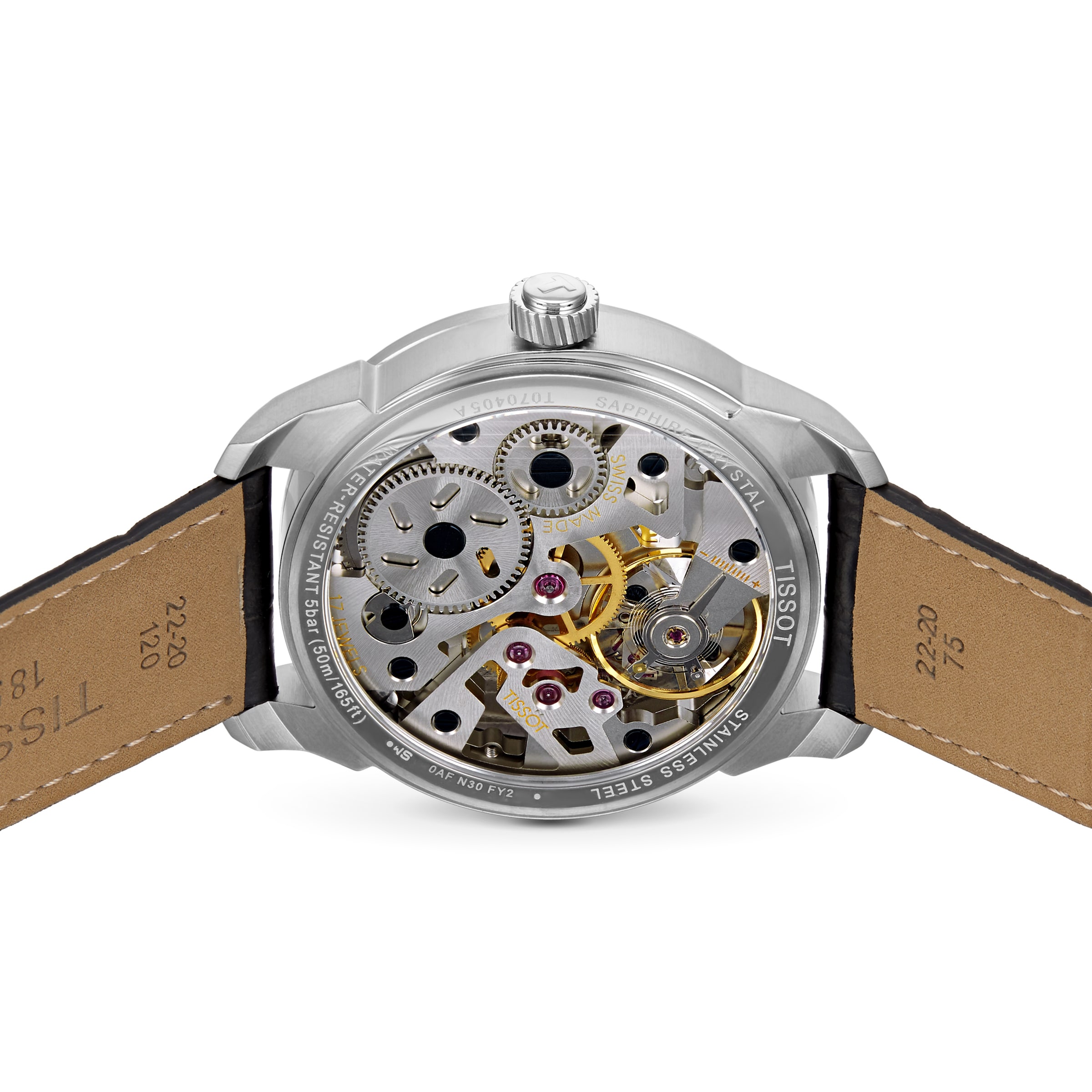 Tissot T-Classic Manual Winding Silver Skeleton Watch - 43mm Stainless Steel - Image 4
