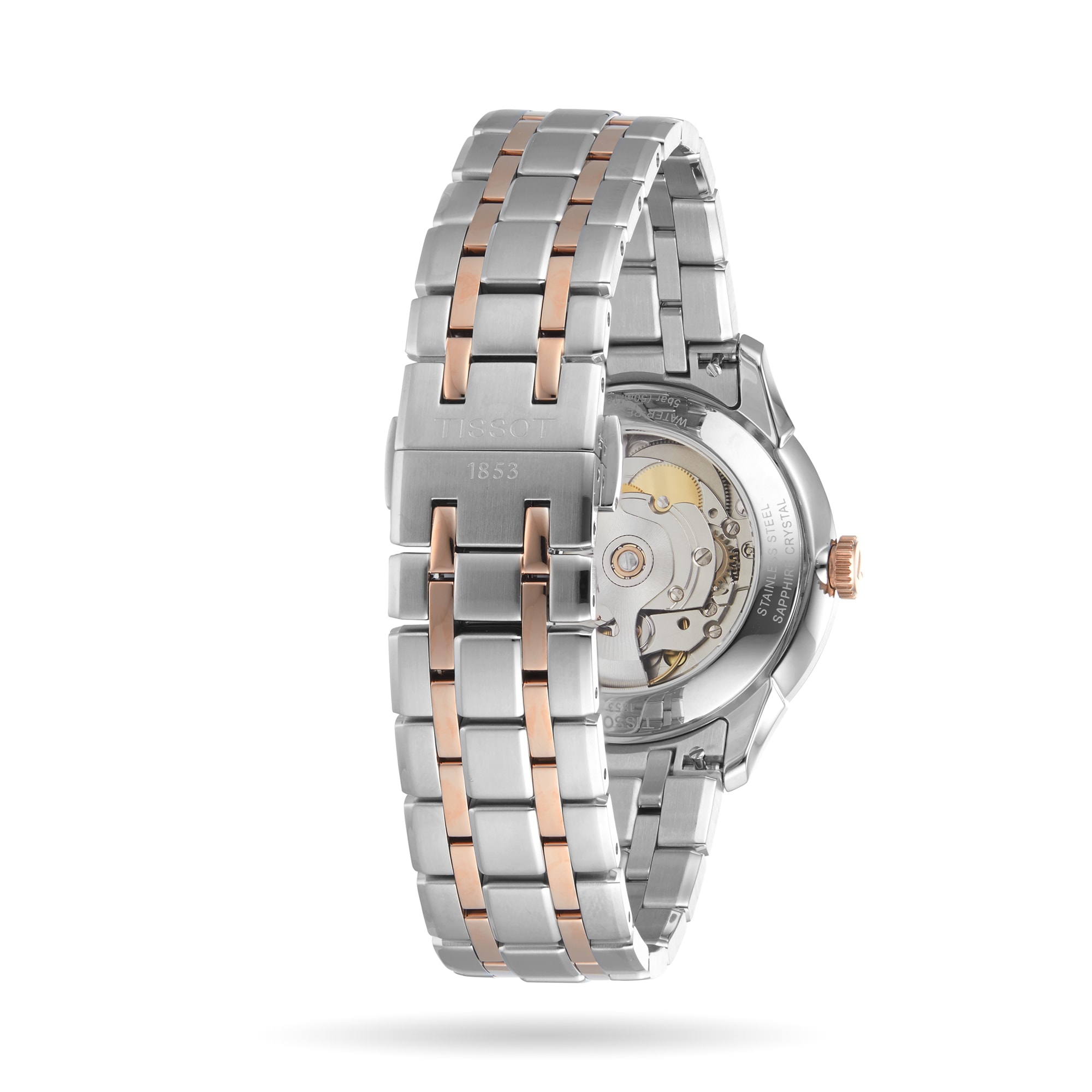 Tissot T-Classic Automatic Watch - 39mm Silver Dial - Stainless Steel & Rose Gold - Image 3
