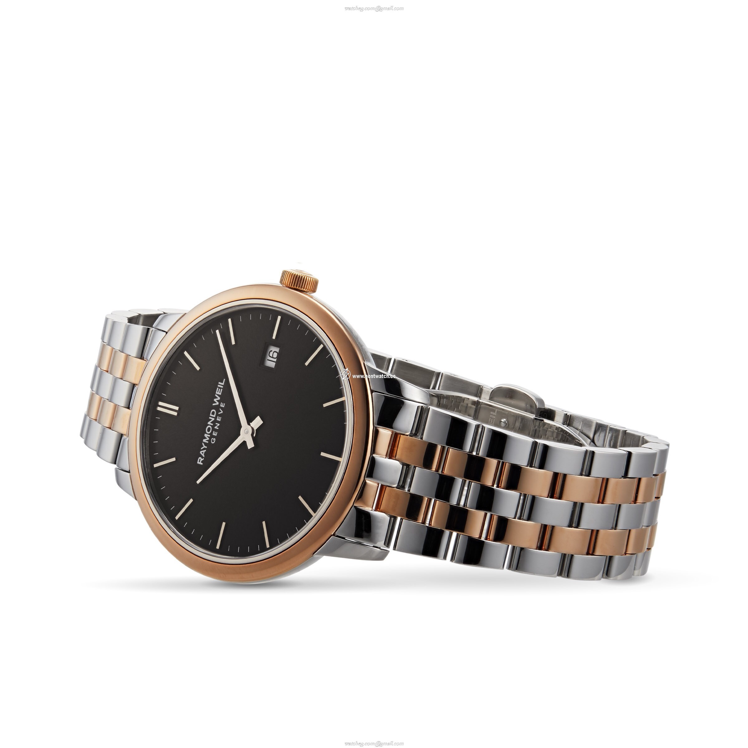 Raymond Weil Toccata Quartz Watch - Black Dial - Stainless Steel & Rose Gold - Image 2
