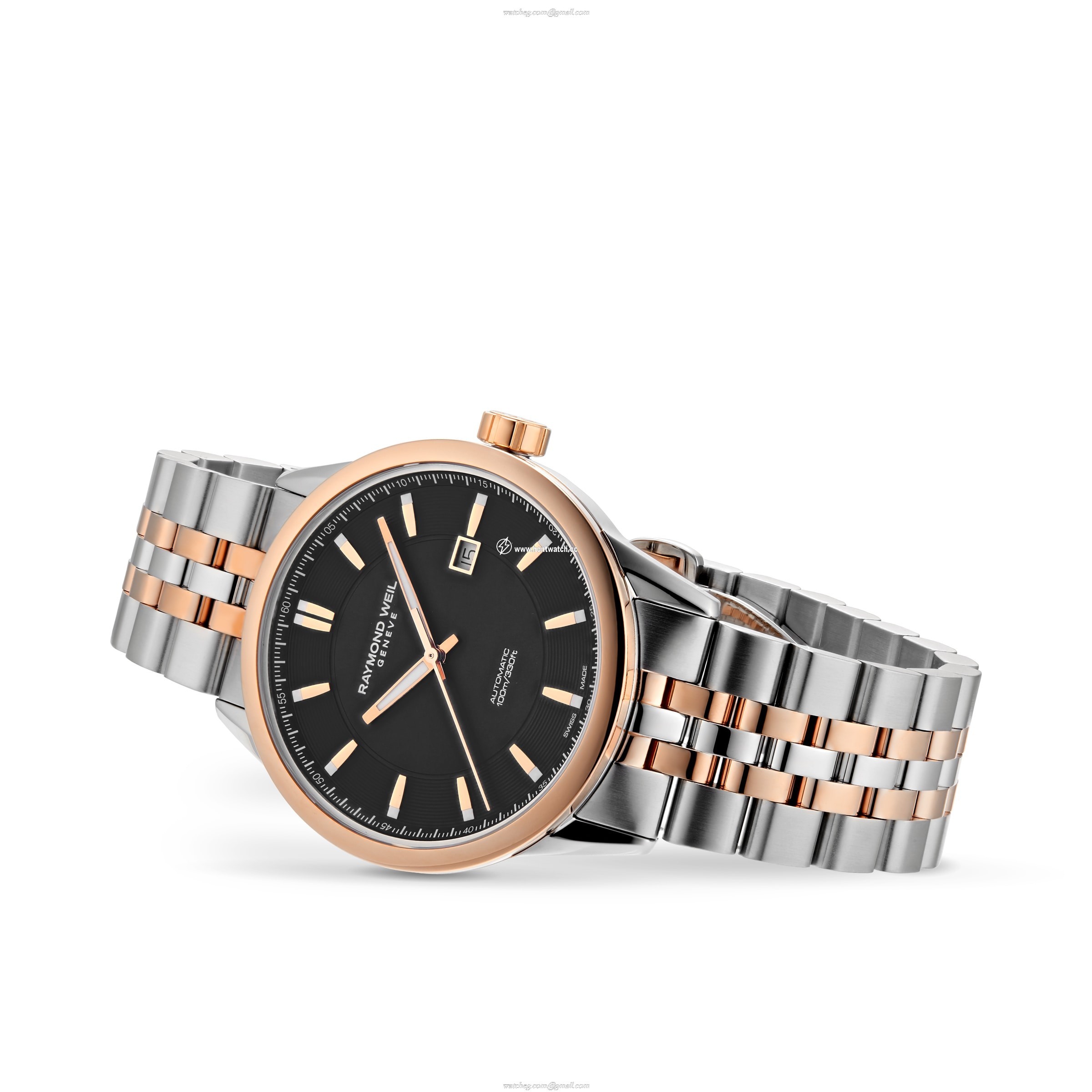 Raymond Weil Freelancer Automatic Watch - 42mm Black Dial - Rose Gold & Steel - Image 2
