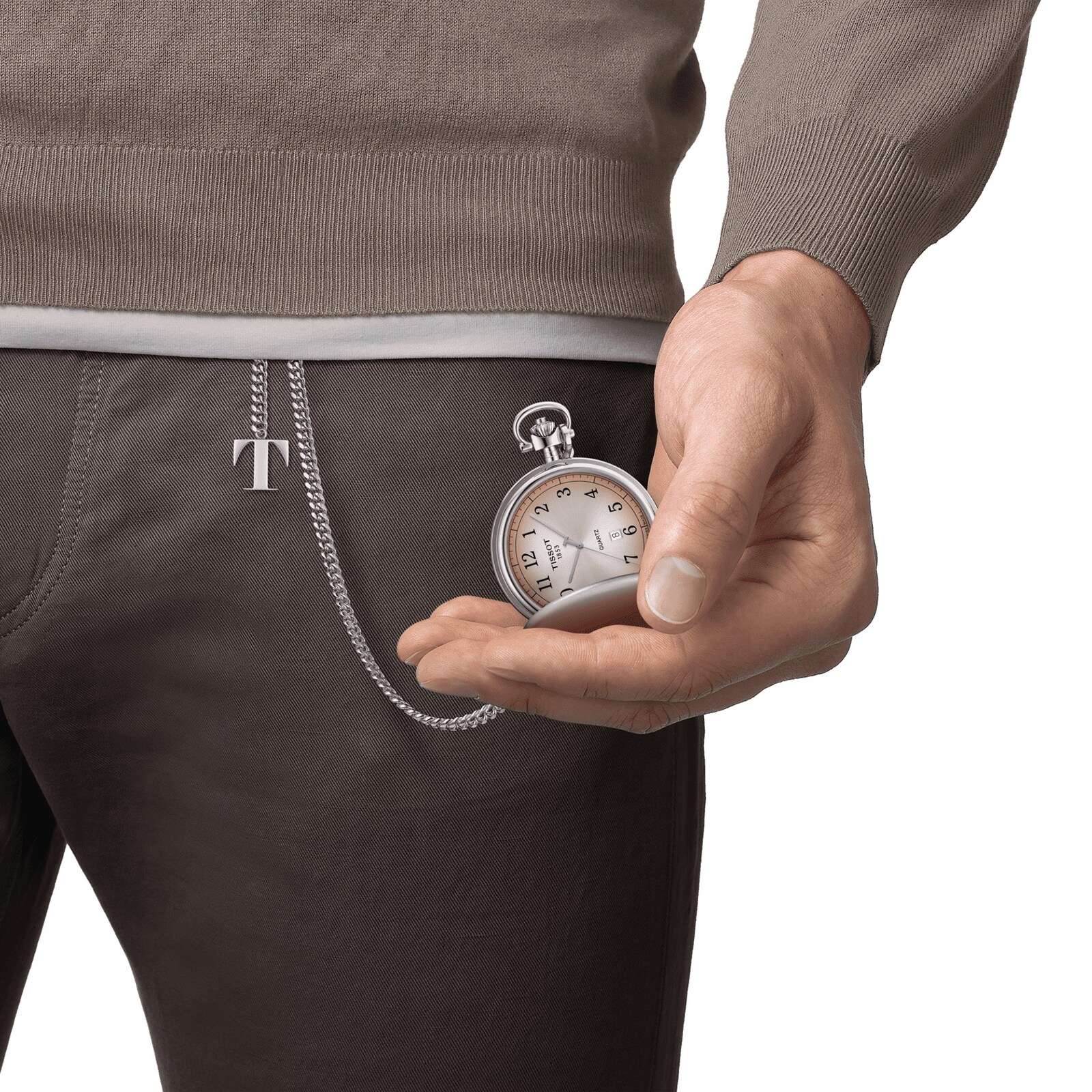 Tissot T-Pocket 48.5mm Stainless Steel Quartz Brown Dial Pocket Watch - Image 4
