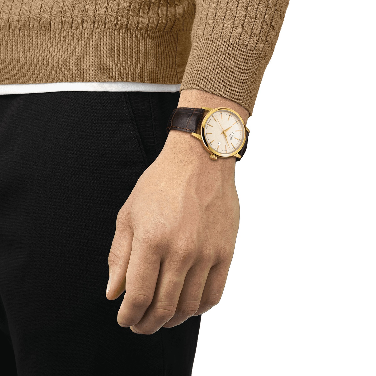 Tissot T-Classic Dream 42mm Men's Watch - Ivory Dial - Stainless Steel & Gold - Image 4