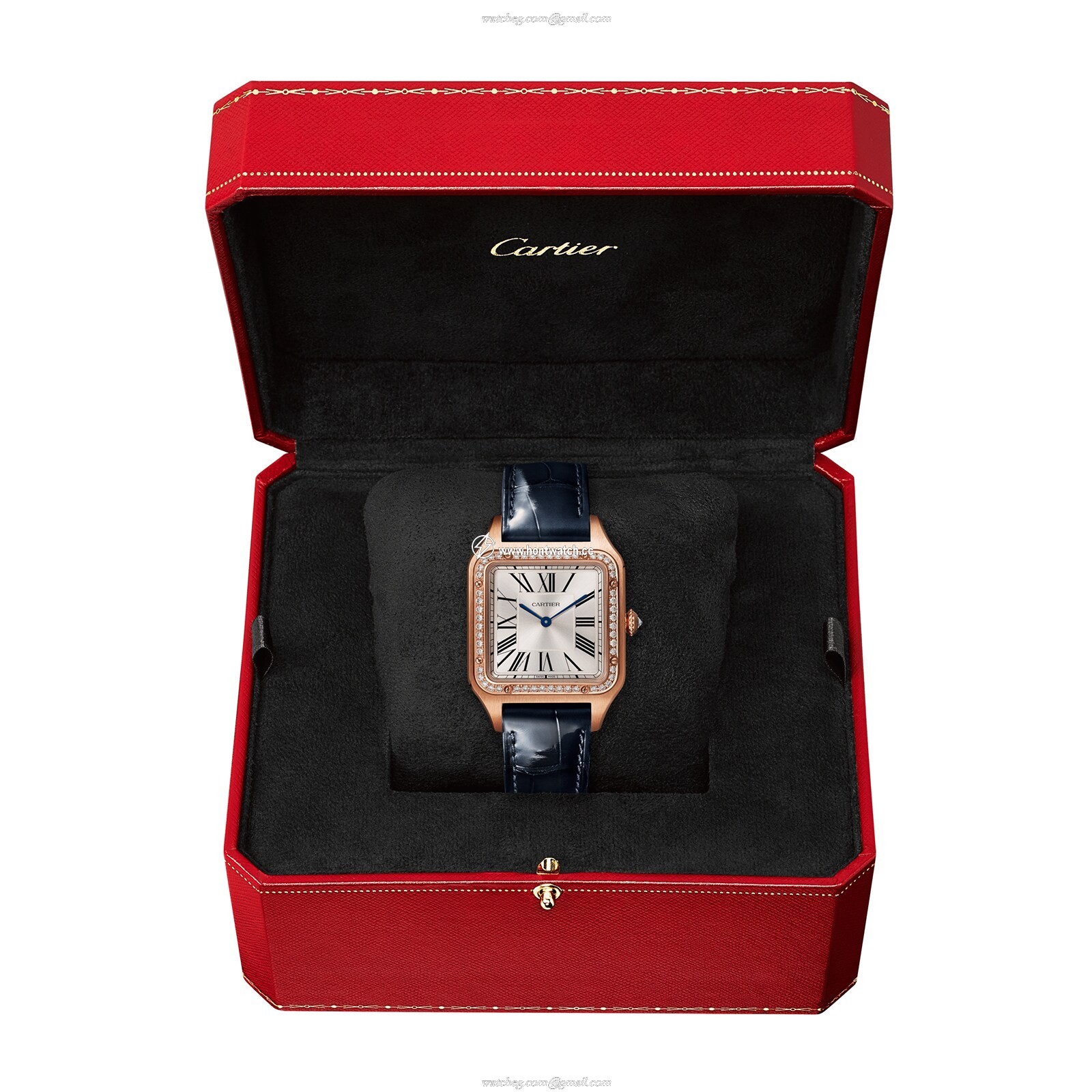 Cartier Santos-Dumont WJSA0016 - Rose Gold Quartz Watch - Silver Dial - Image 2