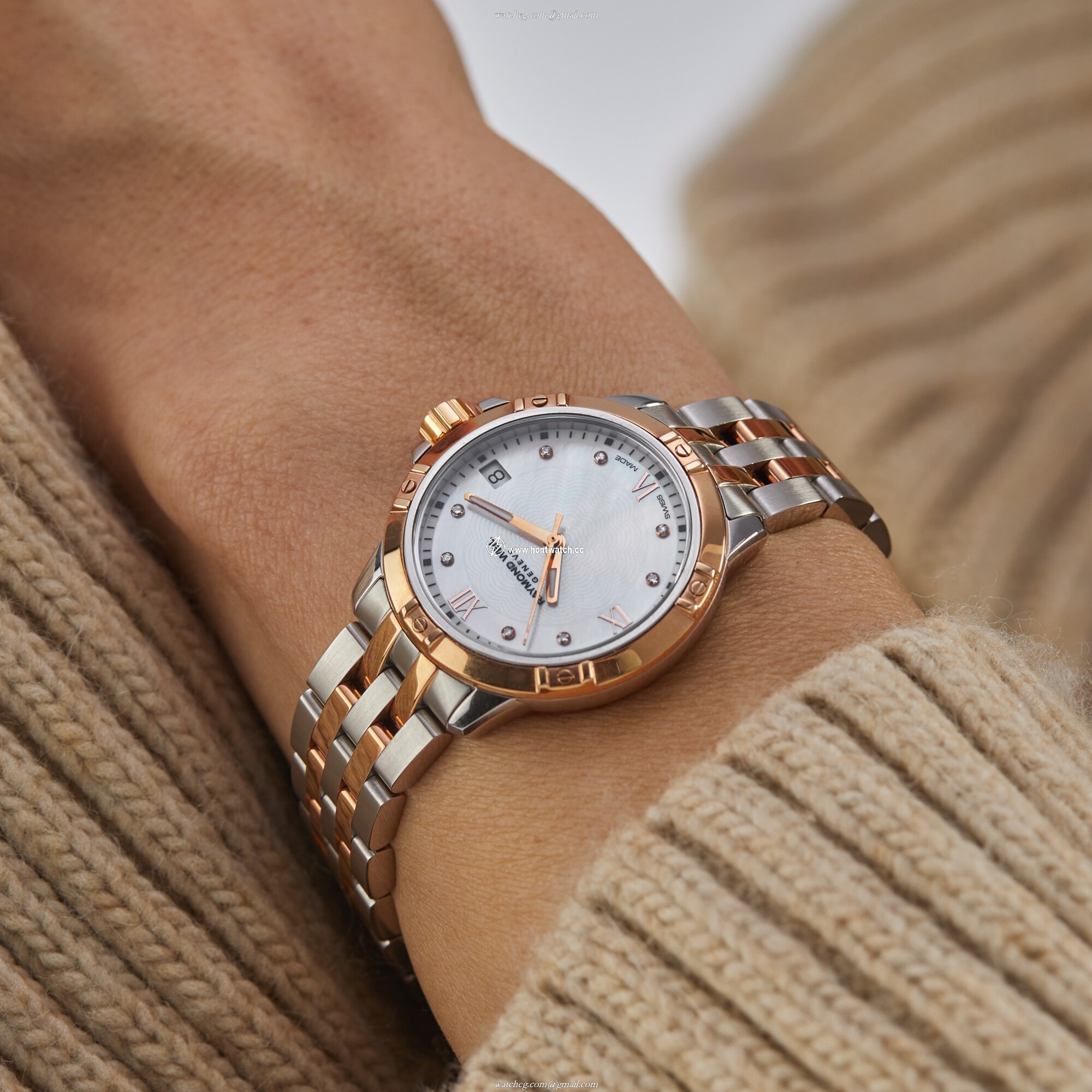 Raymond Weil Tango 5960-SP5-00995 | White Dial | 30mm | Rose Gold & Steel - Image 2
