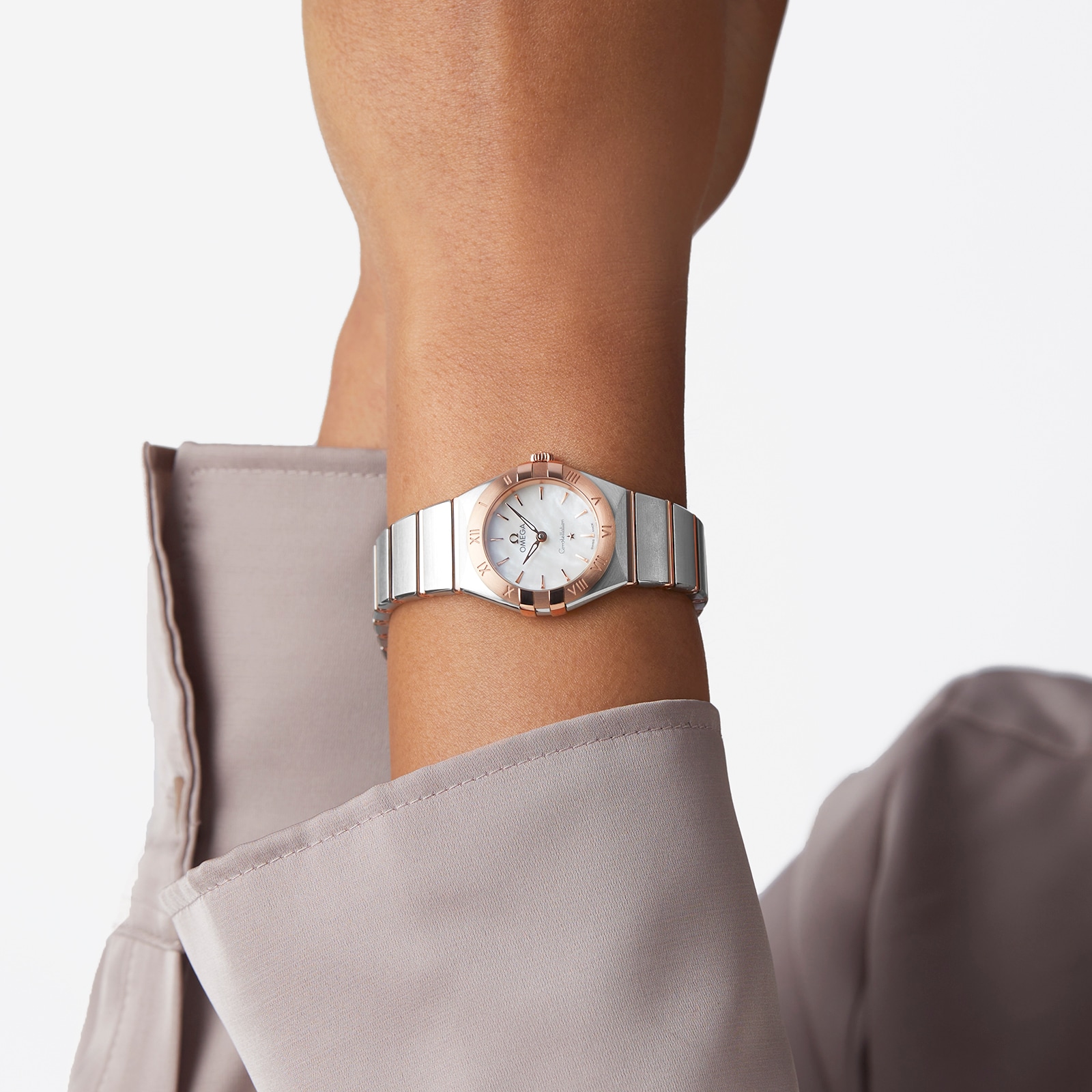 Omega Constellation Replica - 25mm White Dial - Stainless Steel & Rose Gold - Image 3