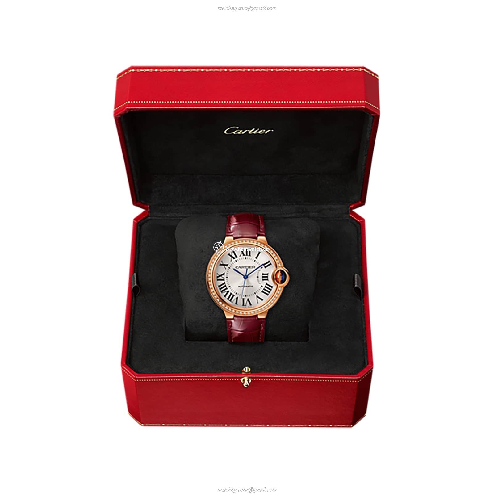 Cartier Ballon Bleu 36mm Rose Gold Automatic Watch - Silver Dial & Roman Numerals - Image 2