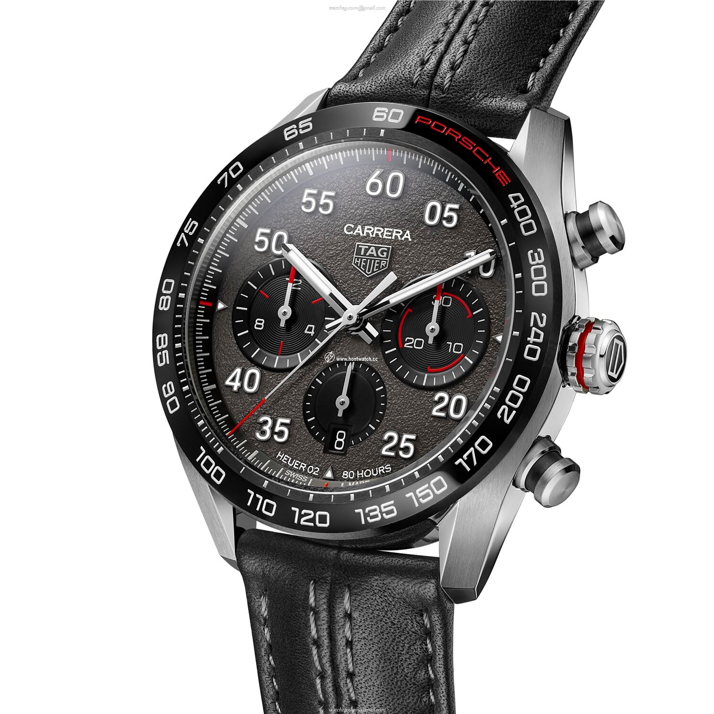 TAG Heuer Carrera Automatic Grey Watch - 44mm Stainless Steel & Leather - Image 2