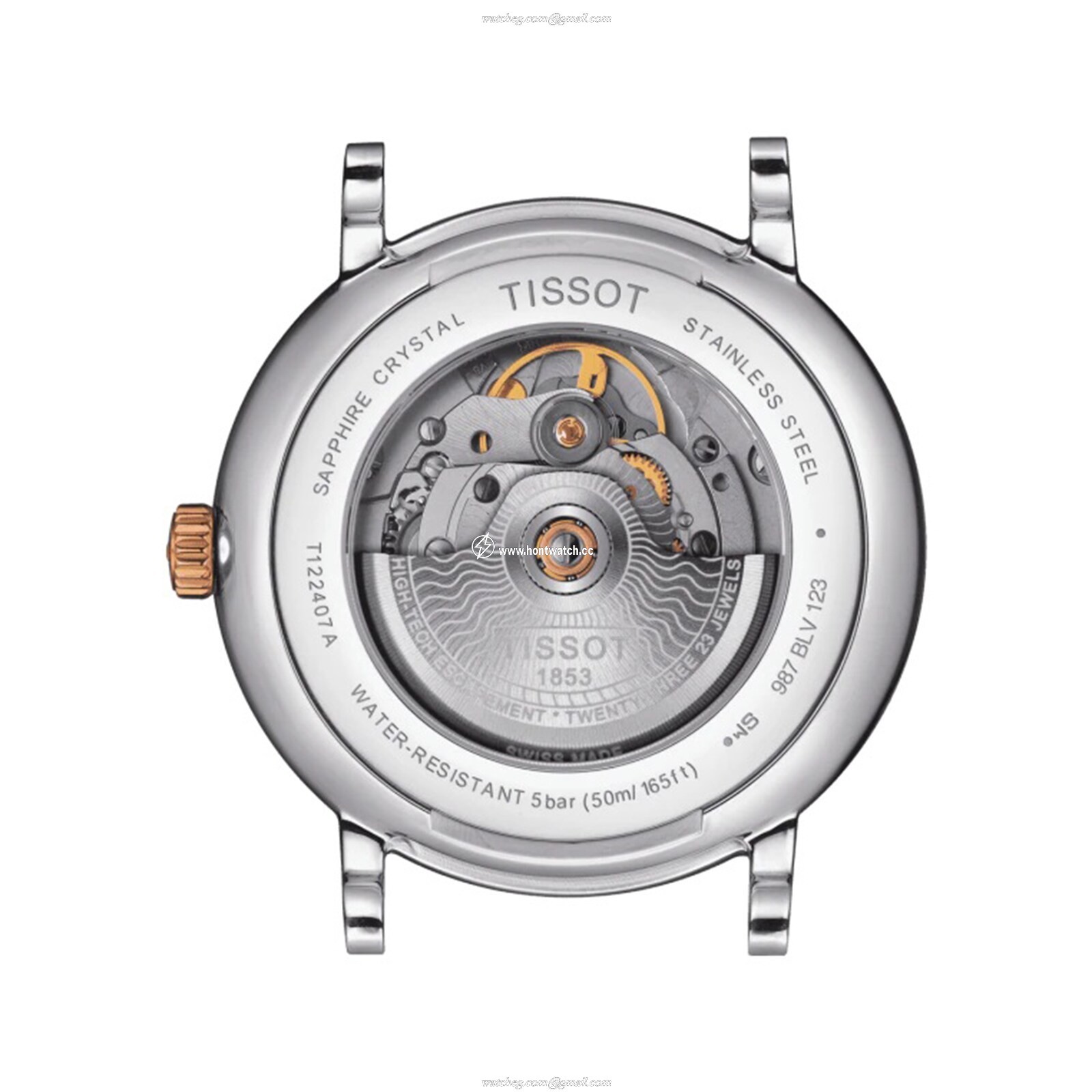 Tissot T-Classic Automatic Watch - 40mm Silver Dial & Rose Gold Steel - Image 2
