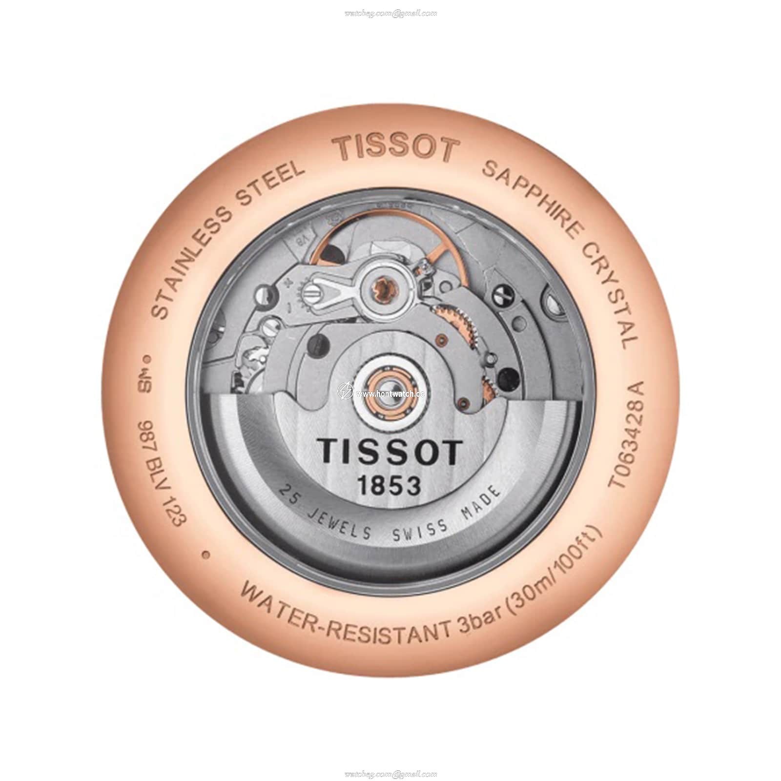 Tissot T-Classic Automatic Watch - Silver Dial & Rose Gold Stainless Steel - Image 2