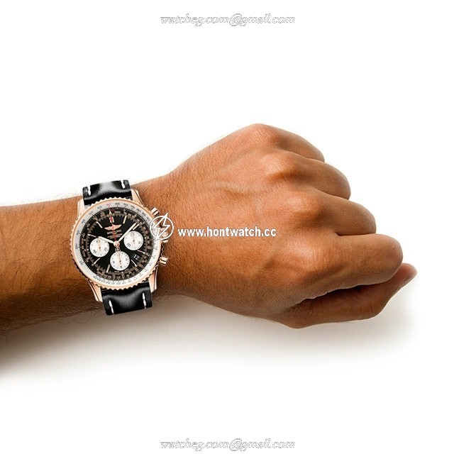 Breitling Navitimer 43mm 18ct Rose Gold Automatic Black Dial Watch - Image 2