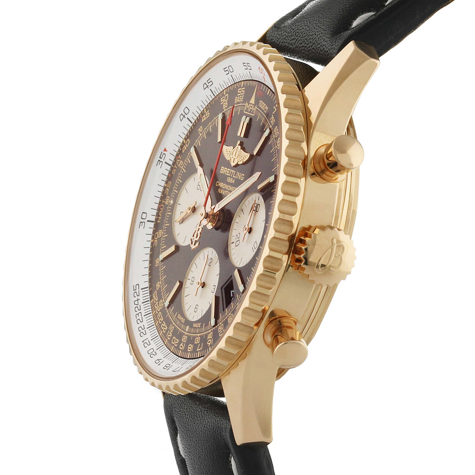 Breitling Navitimer 43mm 18ct Rose Gold Automatic Black Dial Watch - Image 3
