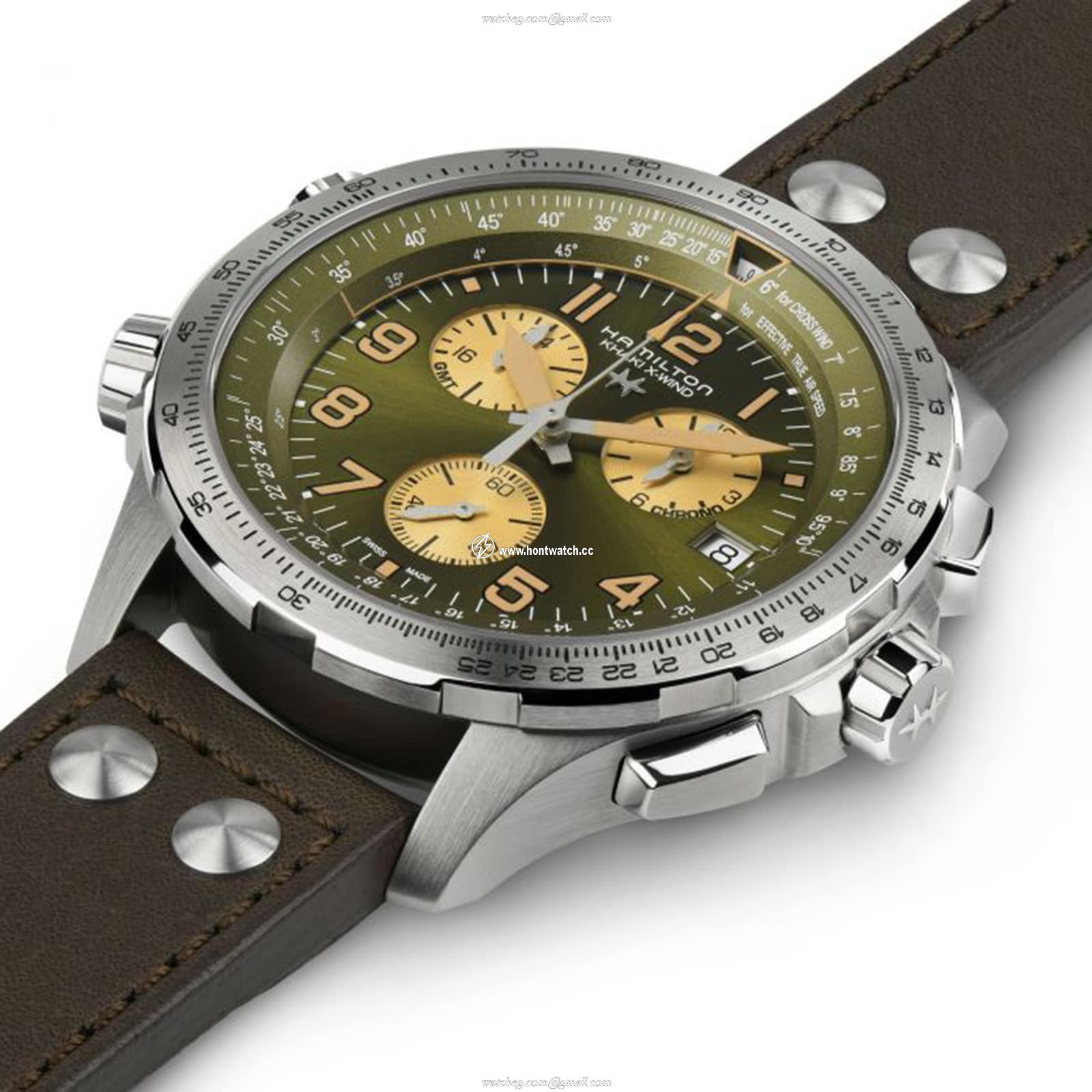 Hamilton Khaki Aviation X-Wind Chrono GMT | 46mm Green Dial | Quartz Watch - Image 2