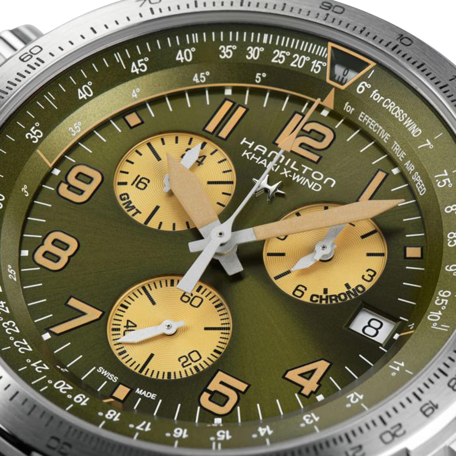 Hamilton Khaki Aviation X-Wind Chrono GMT | 46mm Green Dial | Quartz Watch - Image 4