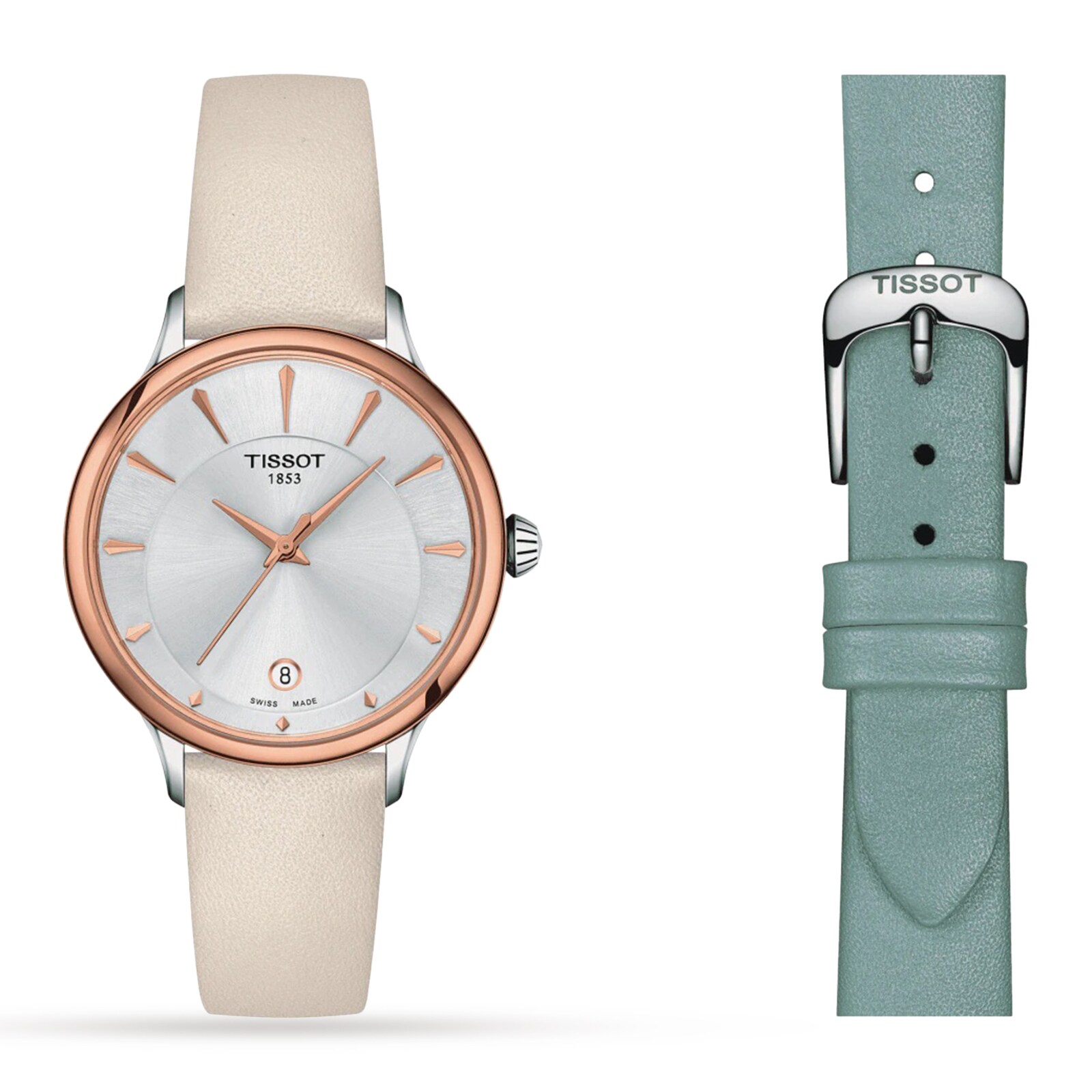 Tissot T-My Lady Quartz Watch - Silver Dial - 33mm Stainless Steel & Rose Gold - Image 3