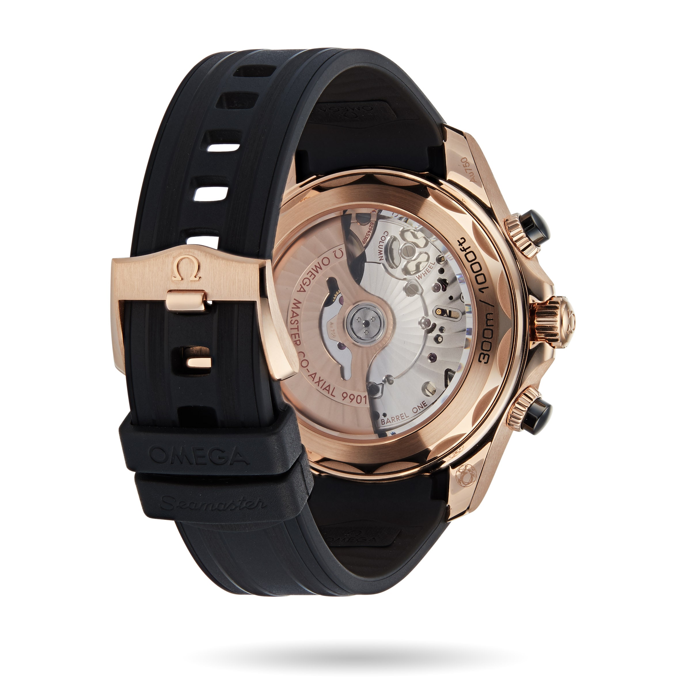 Omega Seamaster 44mm 18ct Rose Gold Automatic Black Dial Replica Watch - Image 3